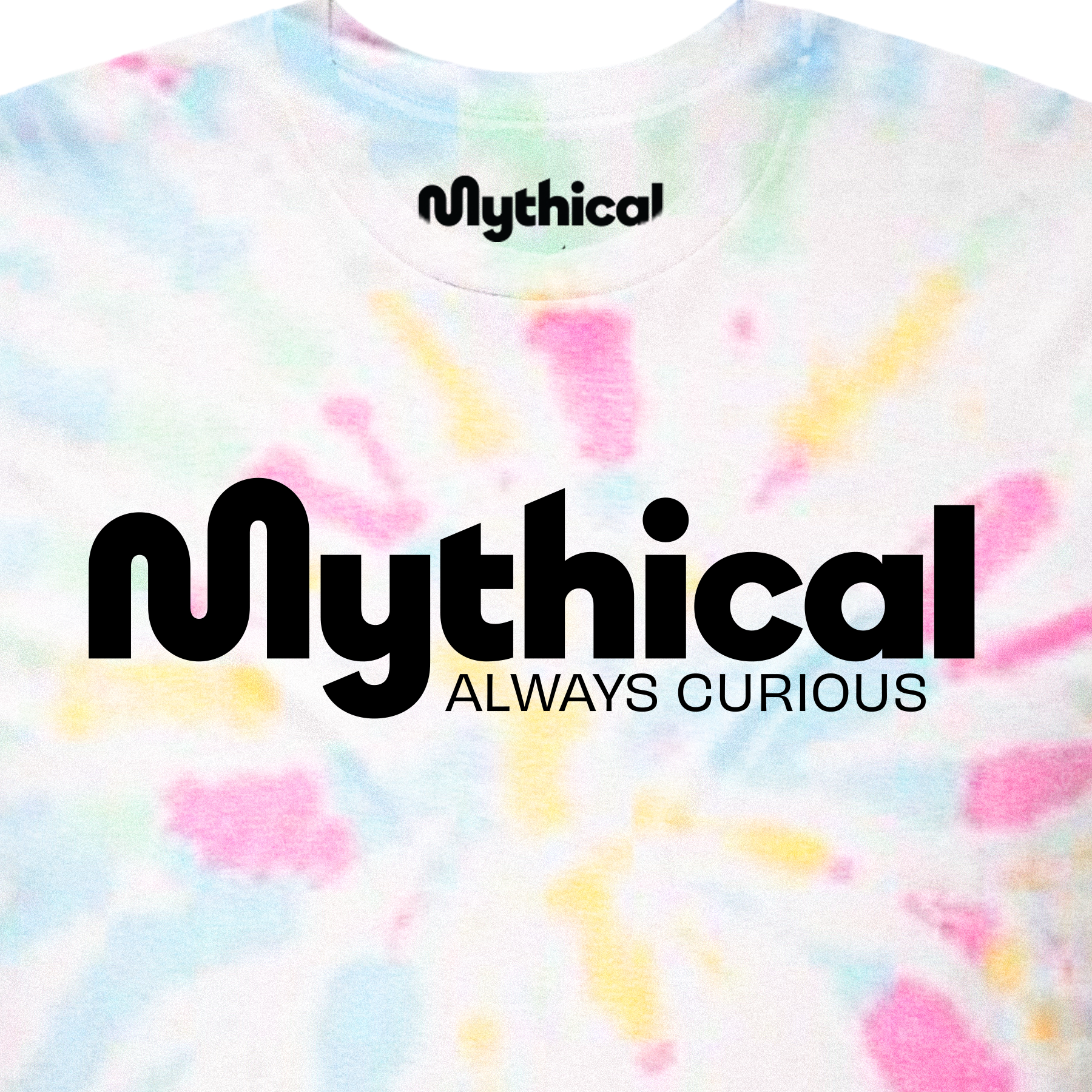 Mythical Logo Tie Dye T-Shirt for Men & Women - Soft Vintage Washed Cotton Tee - Perfect for Casual Wear, Street Style & Festival Outfits
