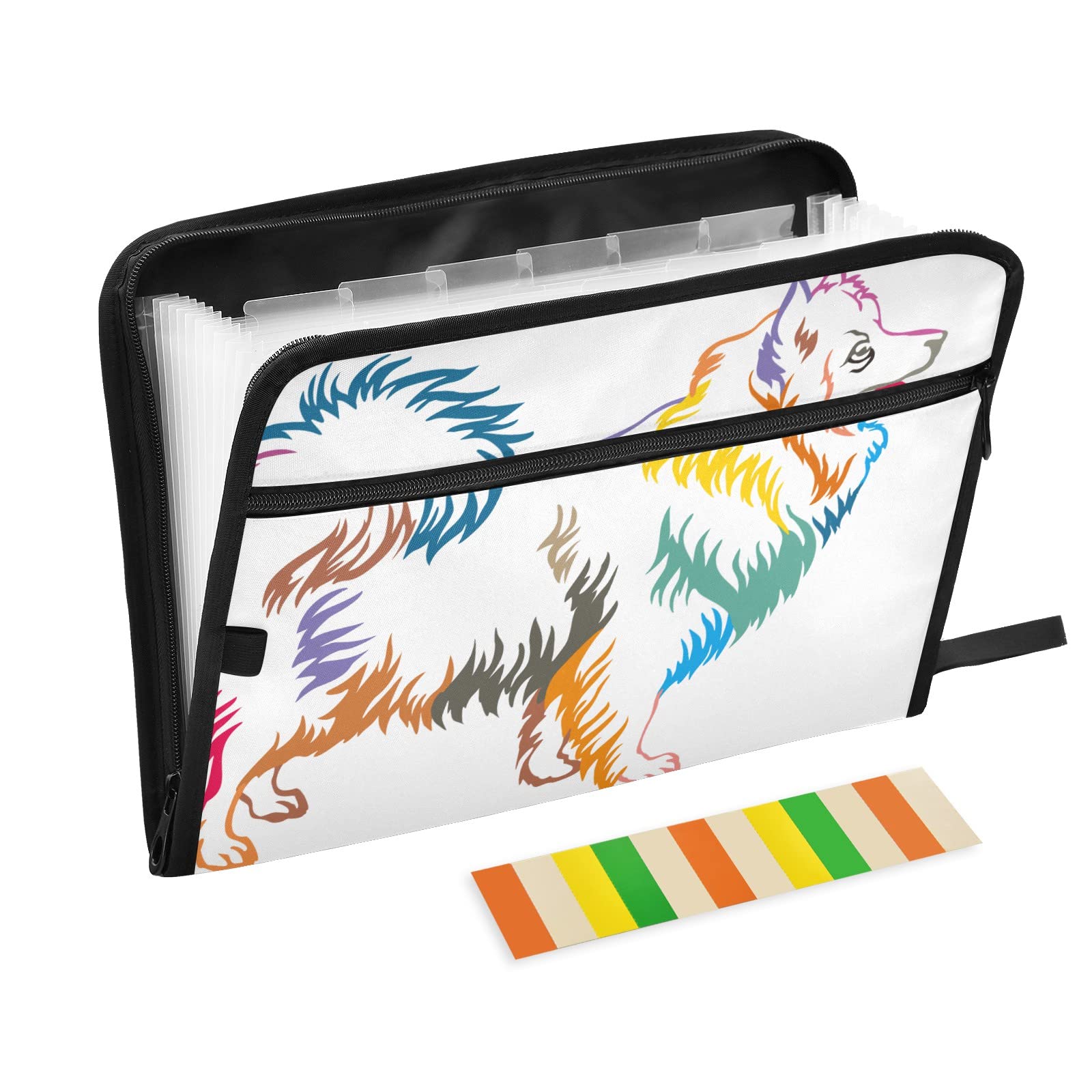 ALAZA Spitz Dog Puppy Cute Animal Expanding File Folder - 13 Pocket Accordion Organizer with Sticky Labels for Documents, Receipts, Letters | Perfect for Home Office, School Supplies & Pet Lover Gifts