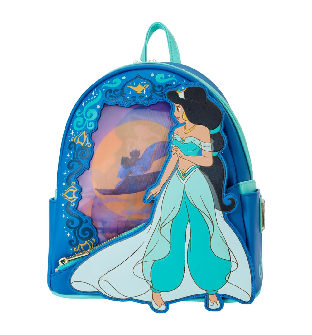 Disney Aladdin Jasmine Lenticular Mini Backpack by Loungefly - Cute Crossbody Bag for Women, Girls, Cosplay & Disney Park Visits