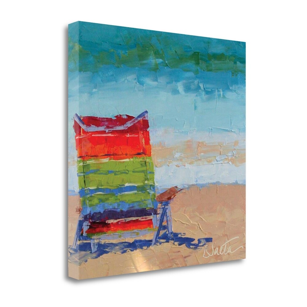At The Beach By Leslie Seata - Premium Giclee Art Print on Gallery Wrapped Canvas, Handmade Wall Decor for Living Room, Bedroom & Office - Ready to Hang Coastal Beach Painting