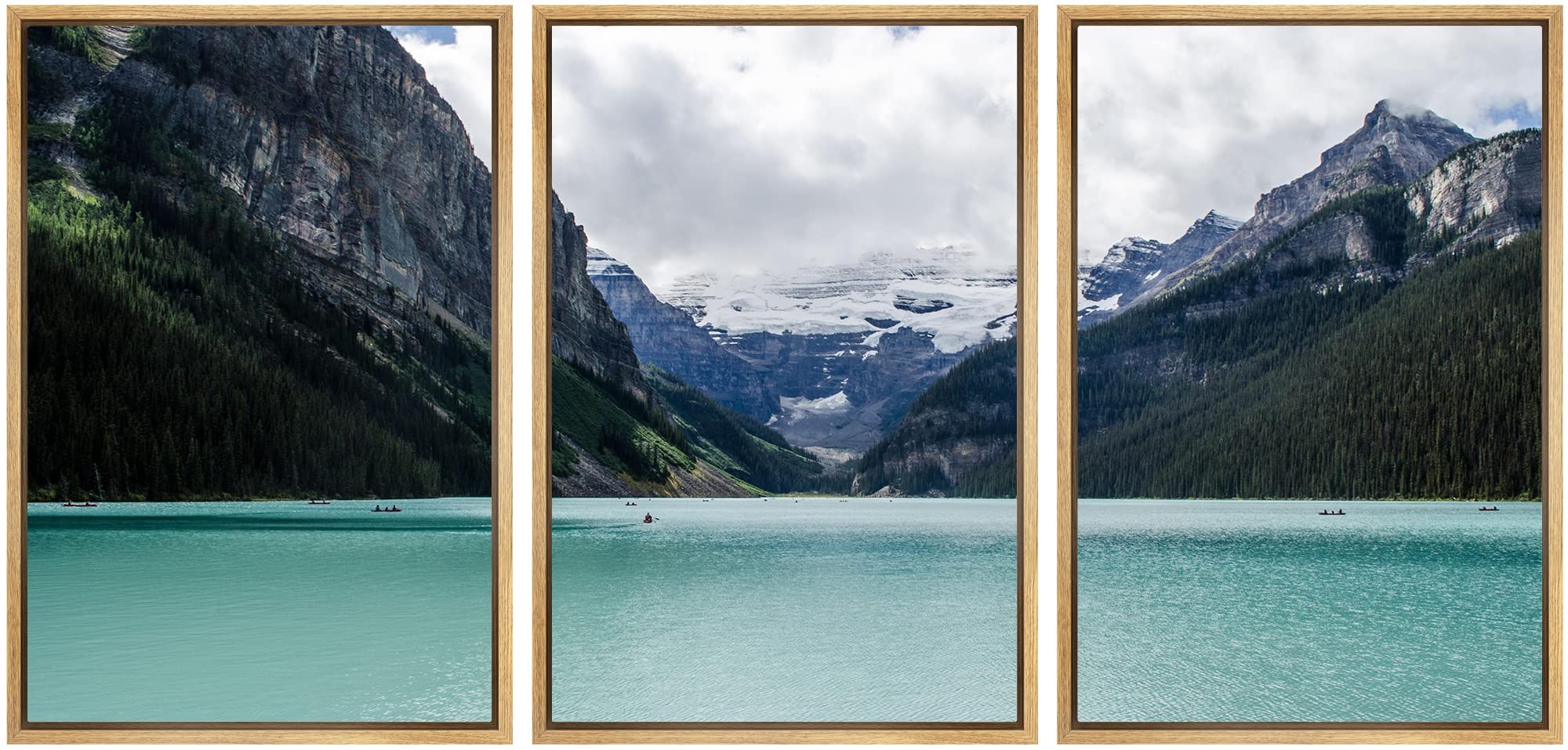 SIGNWIN 3 Piece Framed Canvas Wall Art - Lake Landscape Nature Scenery Painting for Home Decor, Living Room & Bedroom - 24
