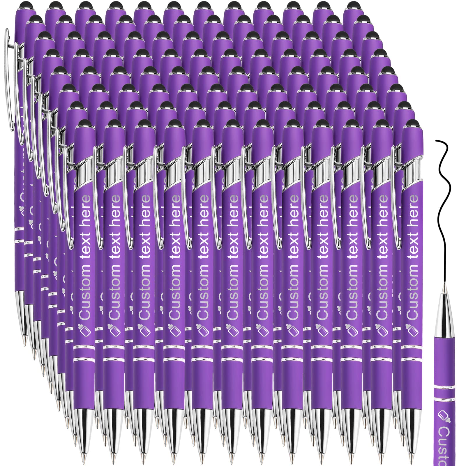 500 Pcs Custom Engraved Metal Pens with Stylus - Personalized Name/Logo Ballpoint Pens for Business & Office (Black Ink, Click Action) - Perfect for Corporate Gifts, Promotions & Branding Events
