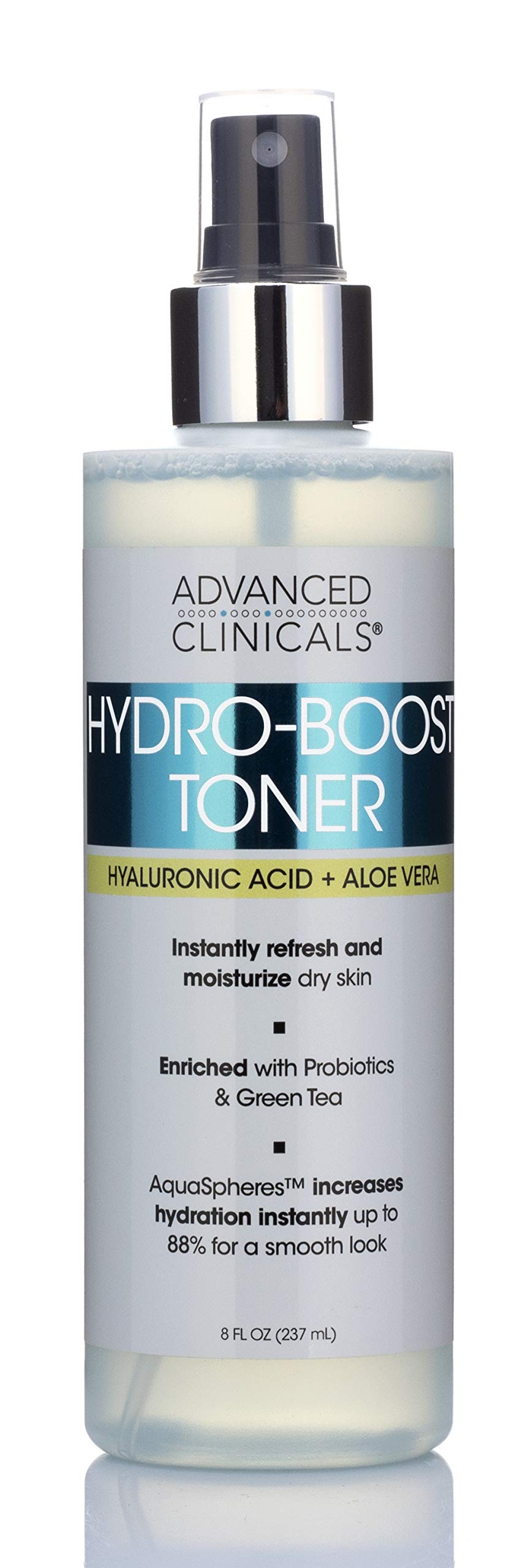 Advanced Clinicals Hyaluronic Acid & Aloe Facial Toner - Hydrating Skin Care Mist with Natural Extracts for Soft, Smooth & Firm Skin - Non-Greasy Face Serum for Dry Skin Rejuvenation - 8 Fl Oz - Perfect for Daily Hydration & Post-Workout Skin Refresh