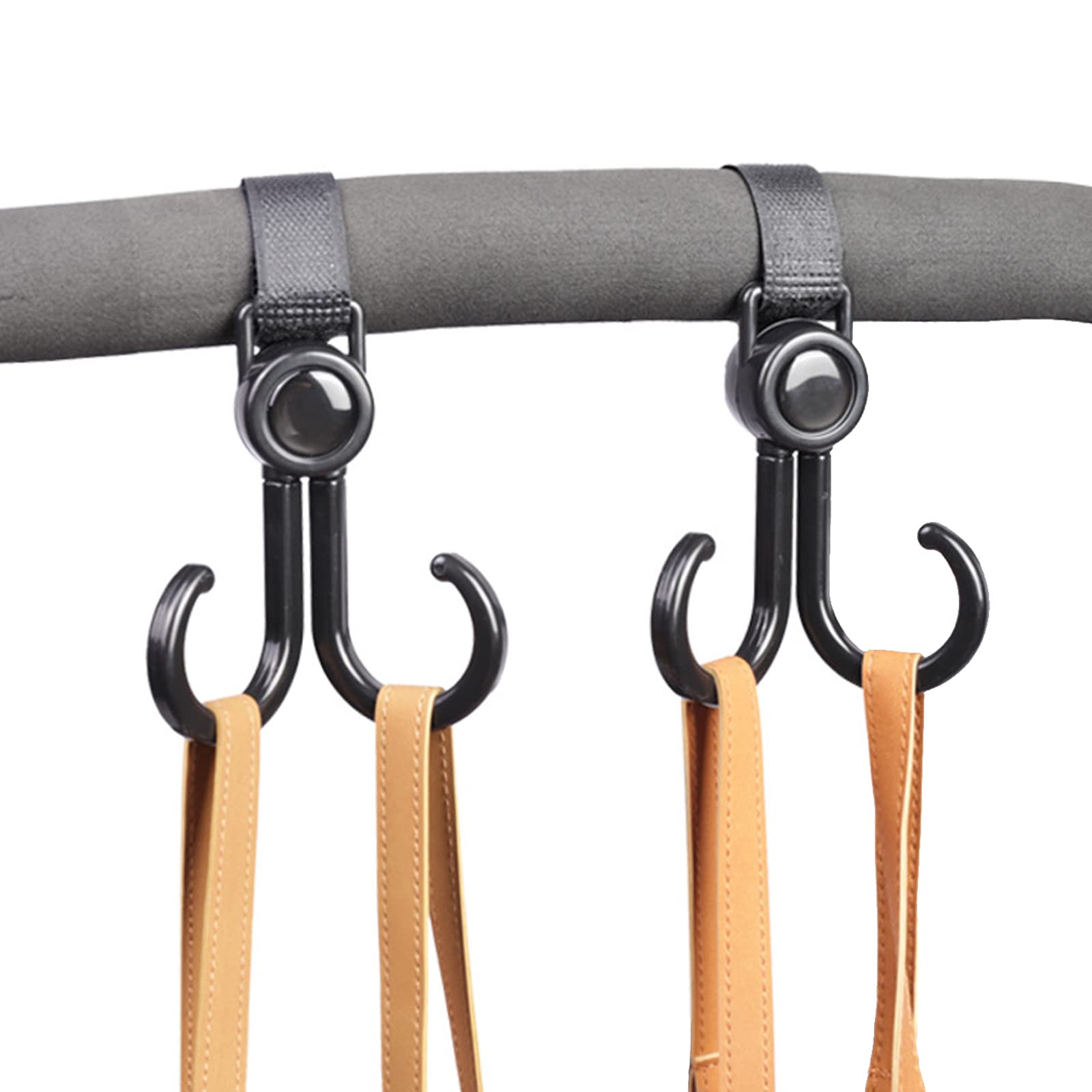 VOVCIG Double Stroller Hooks - Heavy Duty Stroller Hangers for Diaper Bags, Grocery Shopping & Purses - Multipurpose Hanging Hooks for Indoor & Outdoor Use (2 Pack) - Perfect for Moms, Travel & Daily Errands