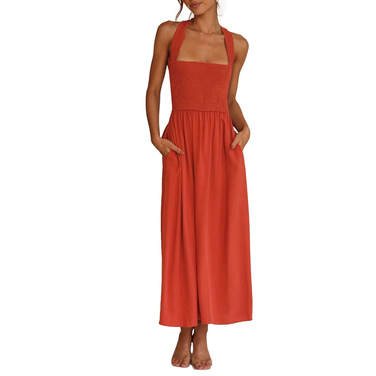 Women's Summer Dress - Tropical Floral Printed Open Back Sleeveless Mini Dress | Beach Vacation, Party Wear & Casual Outfit 2023