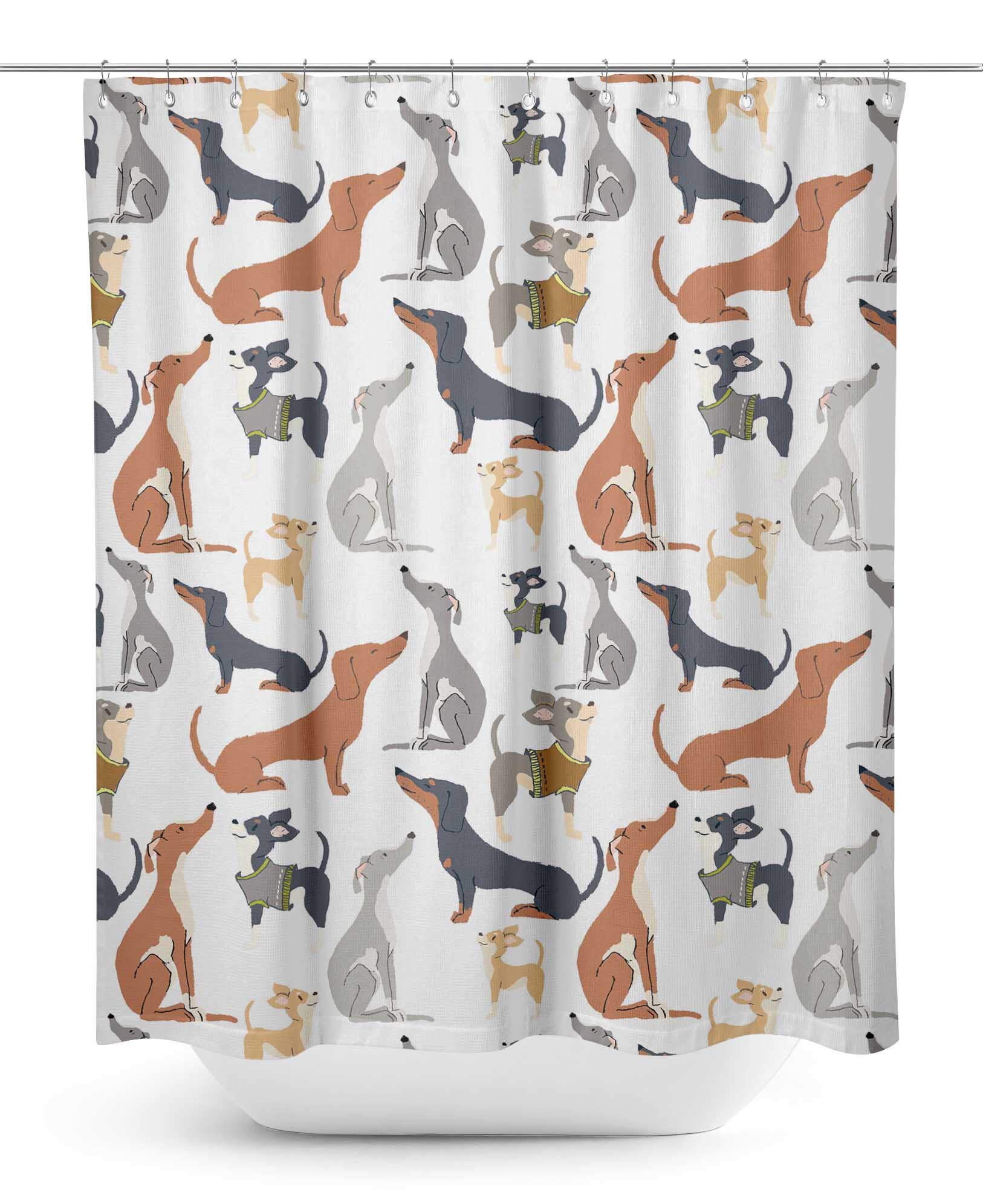 Waterproof Dog Shower Curtain - 60x70 Inch Cute White Bathroom Decor for Pets | Perfect for Dog Lovers & Pet-Friendly Homes