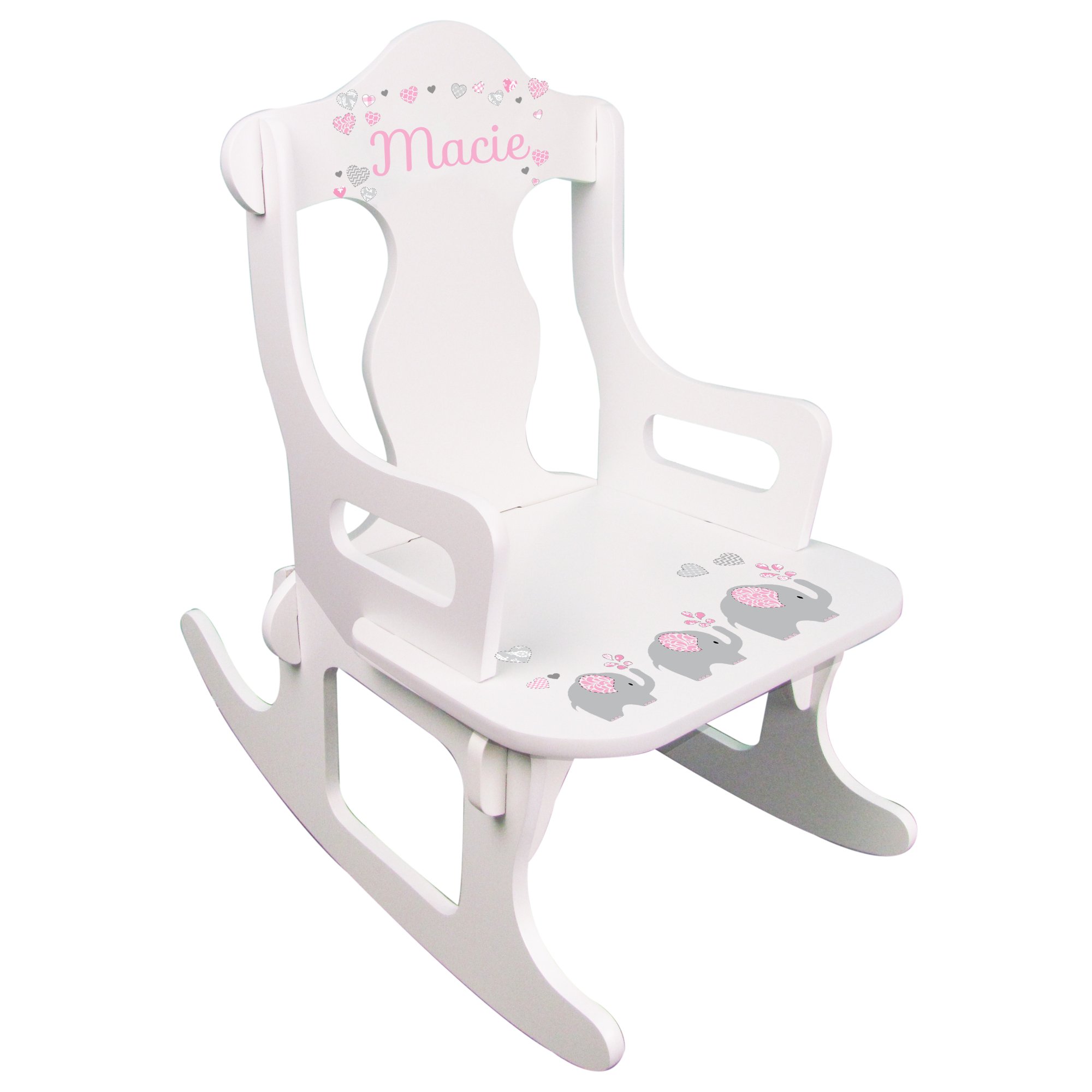 Personalized Pink Elephant Rocking Chair for Kids - Custom Wooden Puzzle Toy Chair for Toddlers - Perfect for Nursery, Playroom & Gift Giving