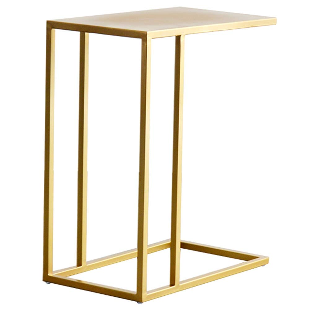 Modern C-Shaped End Table for Small Spaces - LXLA Sofa Side Table, Snack Table & Laptop Holder for Living Room, Bedroom, Office (Gold) - Perfect for Compact Apartments, Dorm Rooms & Cozy Spaces