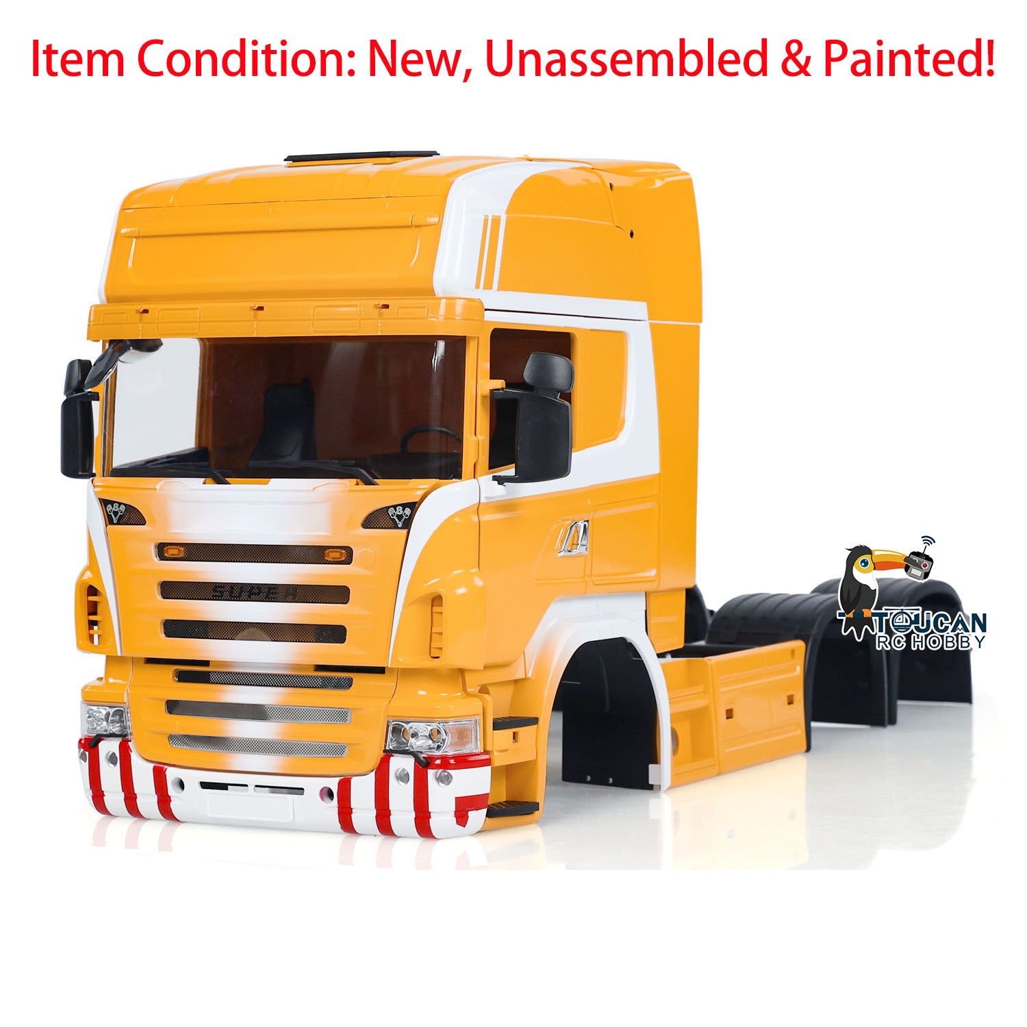 1/14 Scale R620 High Roof Plastic RC Truck Cabin Shell for 6x6 & 6x4 Remote Control Tractor - Unassembled & Painted - Perfect for RC Car Enthusiasts & DIY Model Builders