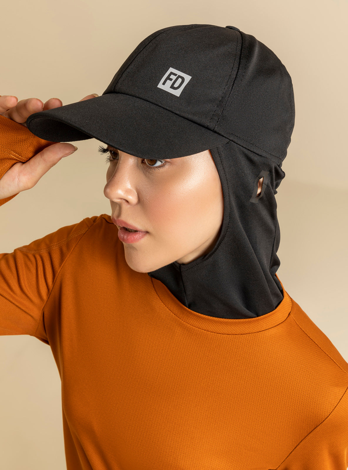 Black Activewear Hijab Cap - Breathable & Comfortable Sports Hijab for Running, Yoga, and Gym Workouts
