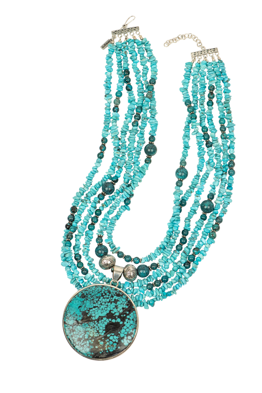 Paige Wallace Large Turquoise Pendant Necklace - Handmade Boho Jewelry for Women, Statement Necklace for Casual & Formal Occasions