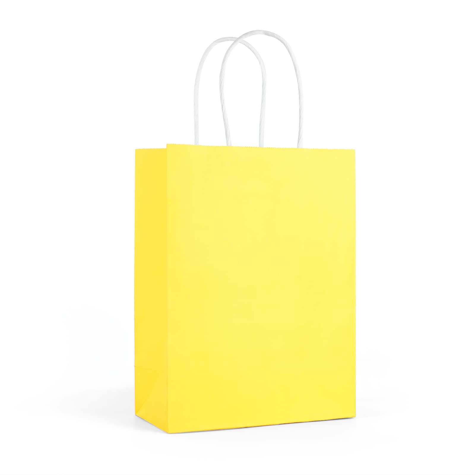 25-Pack Yellow Paper Gift Bags with Handles - 5.9x3.1x8.3 Inches Small Party Favor Bags for Birthday, Wedding, Retail & Festivals | Bulk Goodie Bags for DIY Crafts, Shopping & Business Use