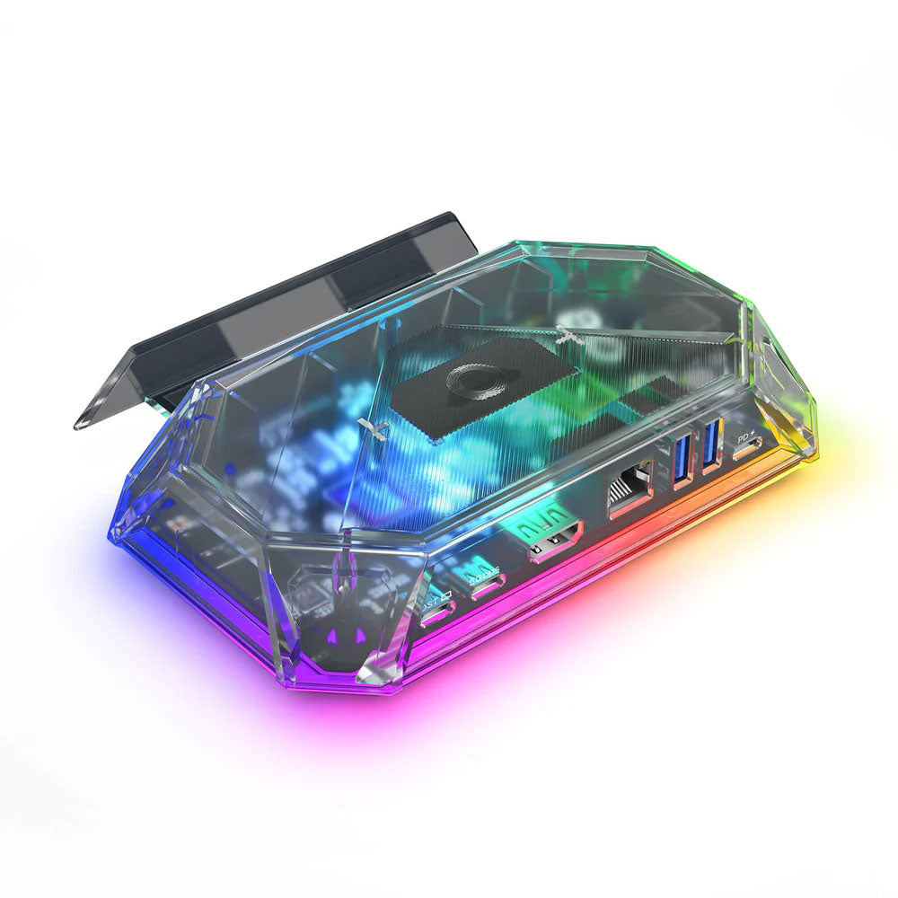 JSAUX 8-Port USB Hub with RGB Lighting - Portable USB 3.0 Hub for Laptop, PC, MacBook - Clear Black Docking Station (HB0801S) - Perfect for Gaming Setup, Home Office & Multi-Device Charging