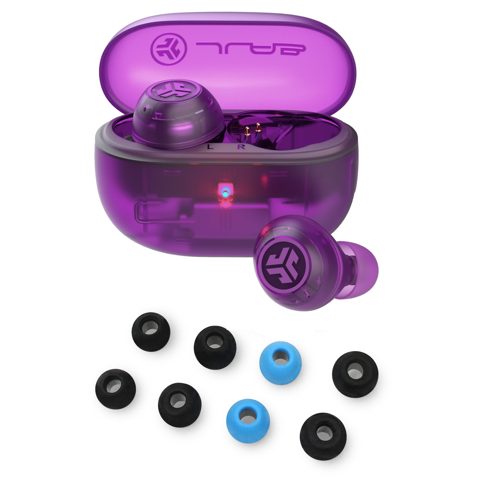 Go Pop ANC Wireless Earbuds - Transparent Purple with Extra Ear Tips for Comfort | Noise Cancelling Bluetooth Headphones for Gym, Running, Travel & Work
