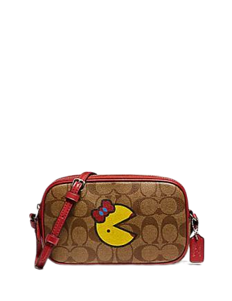 Coach Signature Canvas Crossbody Bag with Ms. Pac-Man Print - Stylish & Compact for Everyday Use, Travel, and Casual Outings