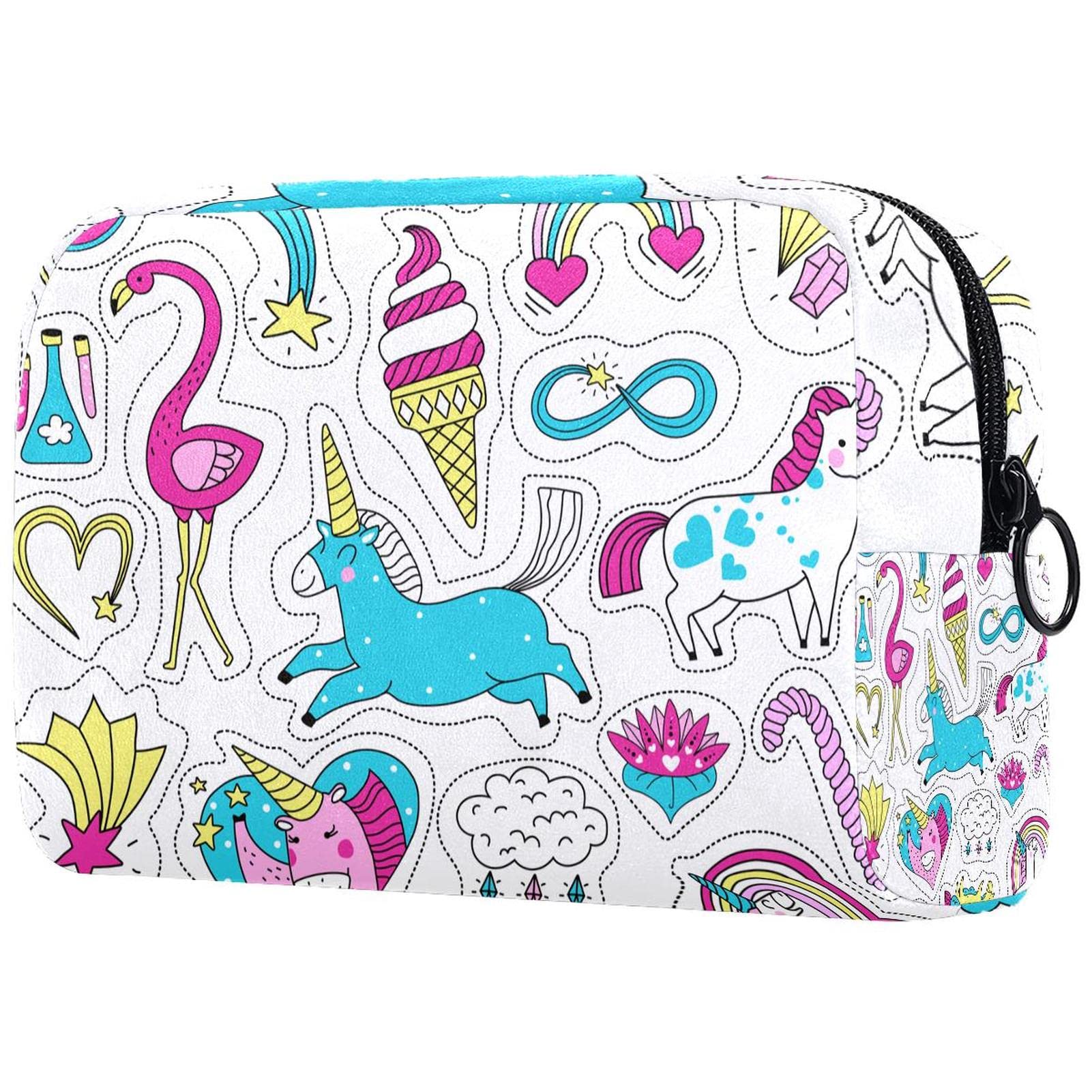 Cute Zippered Makeup Pouch for Women & Girls - Large Capacity Cotton Cosmetic Bag with Magic Patches - Perfect for Travel, Business Trips & Daily Organization (Pink, Floral Design) | Great for Makeup Storage, Toiletry Bag & Gift Idea