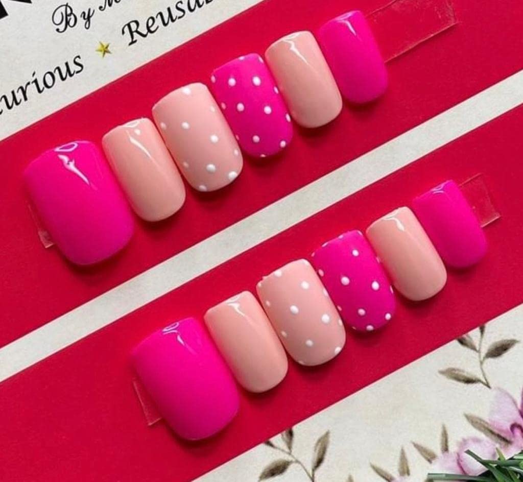 AMOK STORE Press On Nails for Women - Reusable Fake Nails with Glue & Nail Art Designs | Acrylic Nails Set | Handmade Lightweight Matte Finish (Baby Pink) | Perfect for Parties, Weddings & Daily Wear