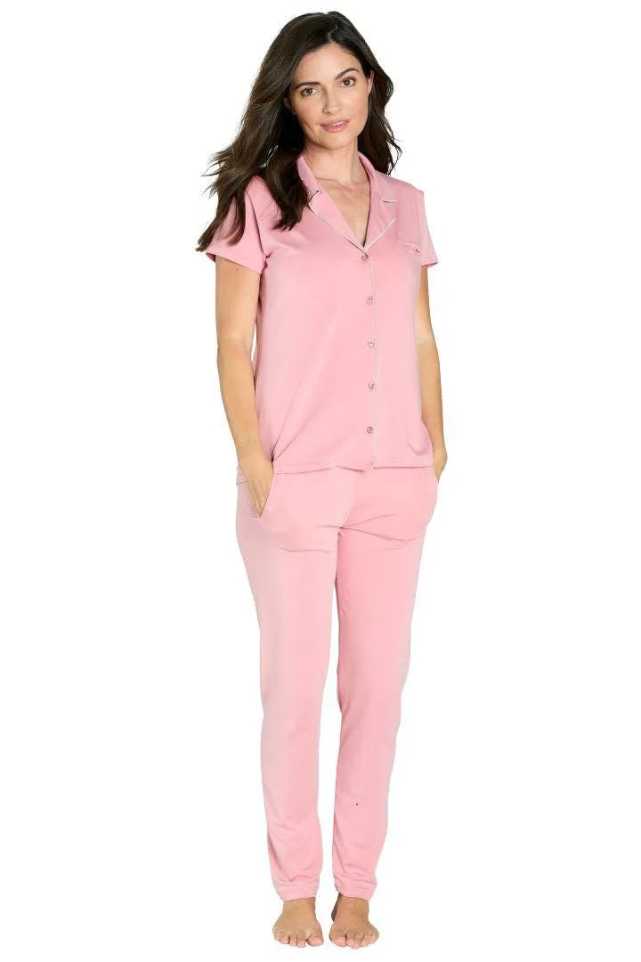 Brenda Women's Short Sleeve Pajama Set - Soft Cotton Sleepwear for Women, Comfortable Nightwear for Lounge & Sleep, Perfect for Home Relaxation and Gift Giving