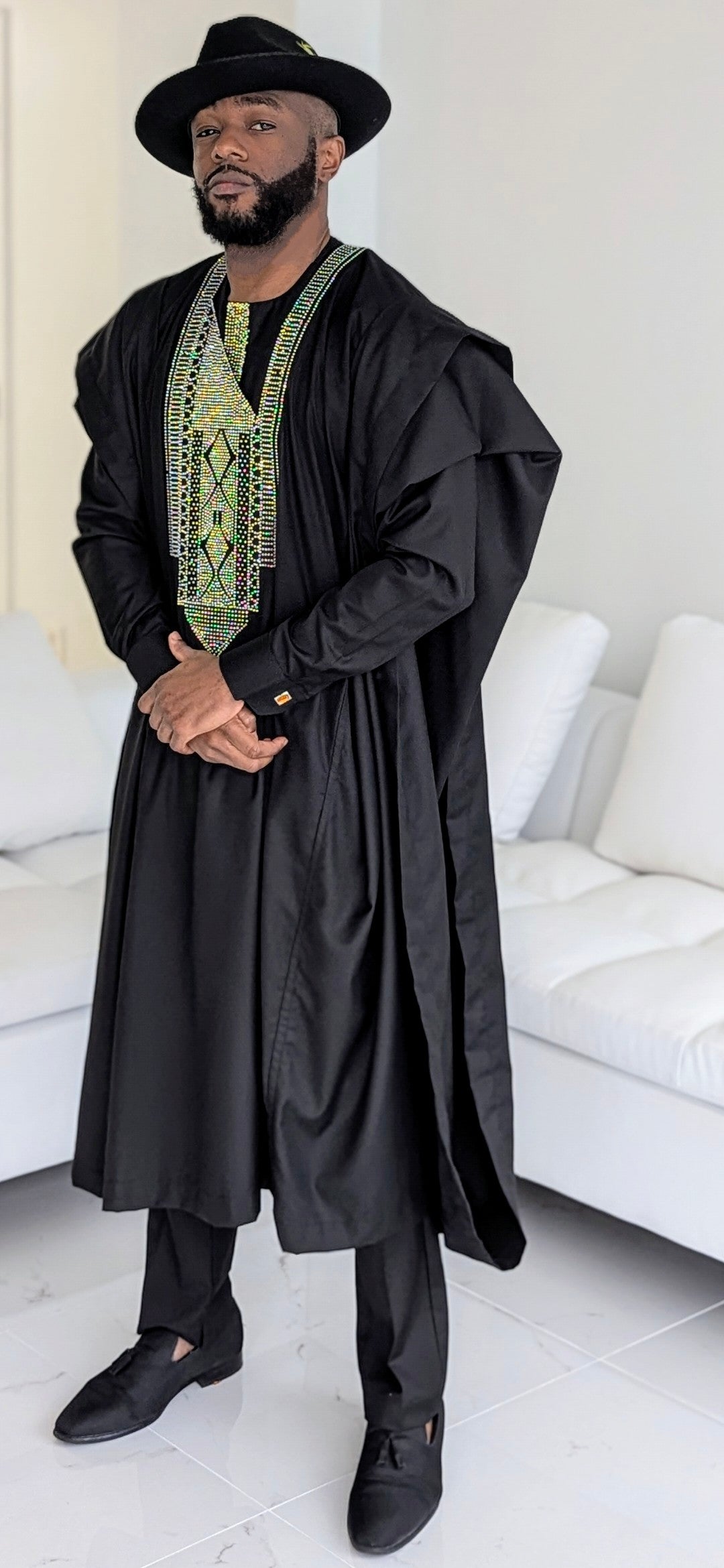 Elegant Black Dashiki Agbada Grand Boubou Joromi Robe Suit for Men | African Traditional Wear | Wedding, Festival & Special Occasion Outfit