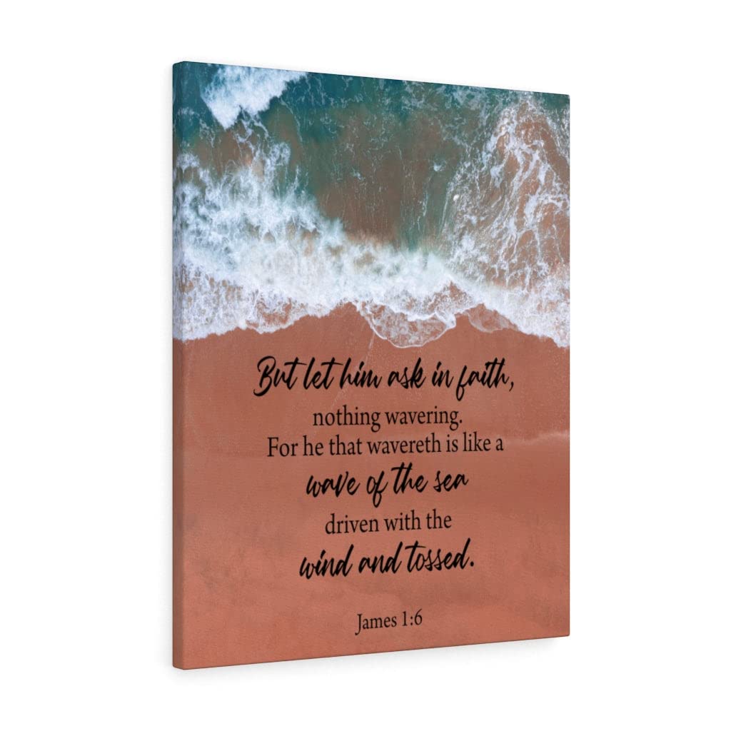 James 1:6 Bible Verse Wall Art - Christian Scripture Print 'Wave of The Sea' Ready to Hang - Perfect for Home Decor, Church Gifts & Faith-Based Interior Design