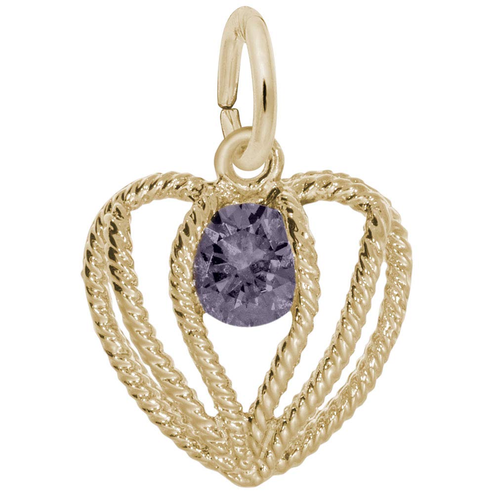 Rembrandt June Birthstone Heart Charm Pendant - 14K Gold or Sterling Silver Jewelry for Necklace, Bracelet & Gift Giving