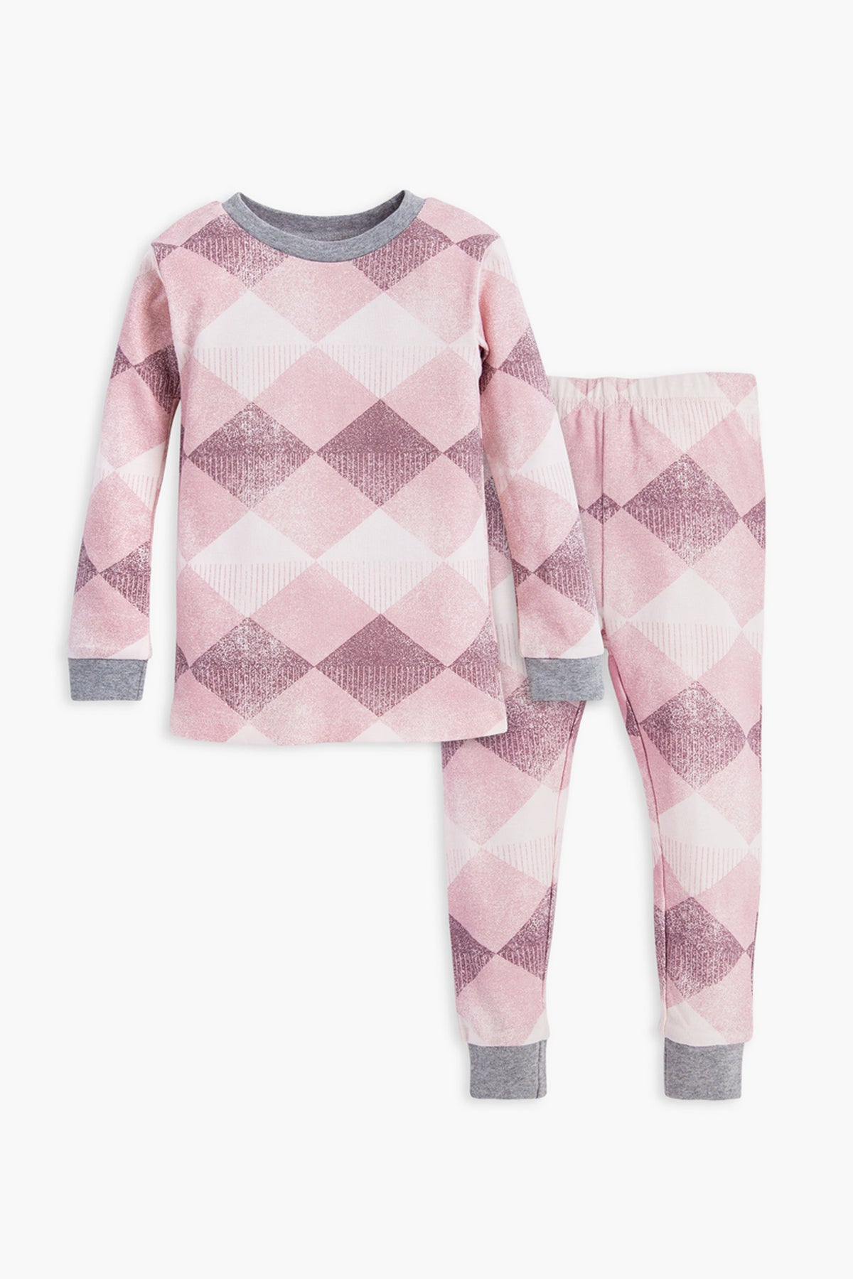Burt's Bees Modern Argyle Kids Pajama Set - 100% Organic Cotton Pajamas for Boys & Girls, Soft & Comfortable Sleepwear - Perfect for Bedtime, Lounging & Family Movie Nights