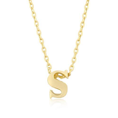 Golden Initial S Pendant Necklace for Women - Personalized Letter S Jewelry Gift for Her - Elegant Layering Chain for Everyday Wear & Special Occasions