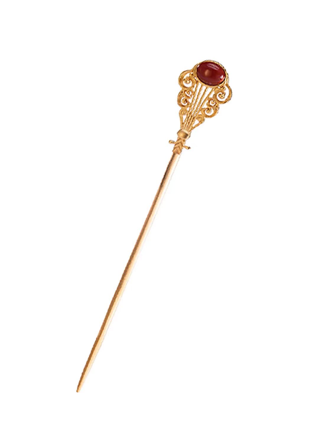 Elegant Chinese Classical Hair Stick - 925 Silver Hanfu Hairpin for Women, Gold Hair Clip Accessories | Perfect for Weddings, Cosplay & Traditional Events