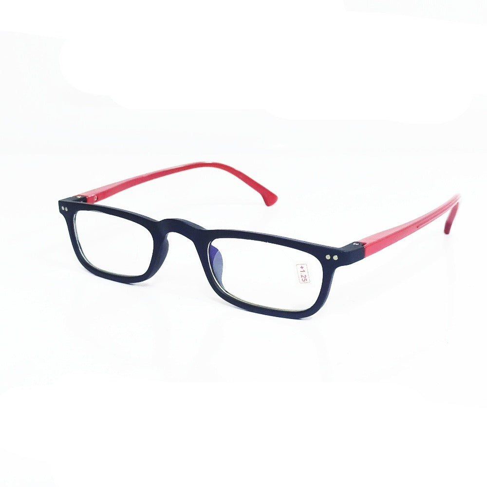 Anti-Glare Blue Light Blocking Reading Glasses - Black & Red Full Frame 1.50 Power for Computer Use, Office Work, and Screen Time Protection
