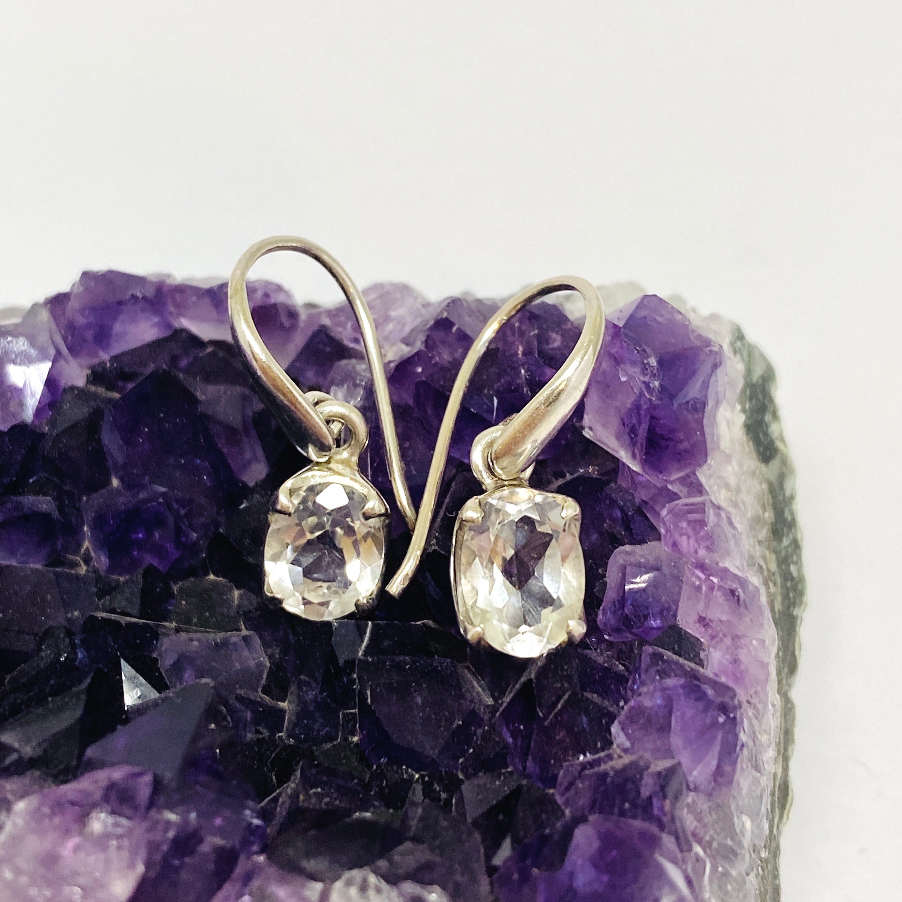 Clear Quartz Oval Faceted Earrings for Women - Elegant Crystal Stud Earrings for Everyday Wear & Special Occasions | PEGJ214