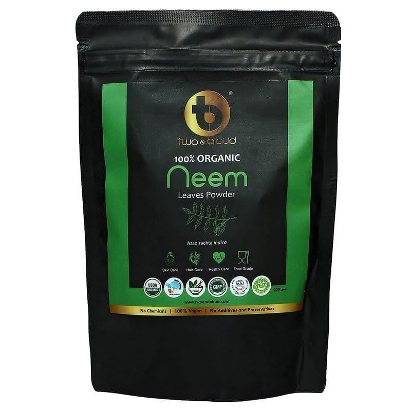 100% Organic Pure & Natural Neem Leaves Powder for Hair Growth & Skin Care - 400g (Pack of 2) | Ayurvedic Treatment for Dandruff, Acne & Scalp Health | Perfect for DIY Hair Masks & Natural Skin Remedies