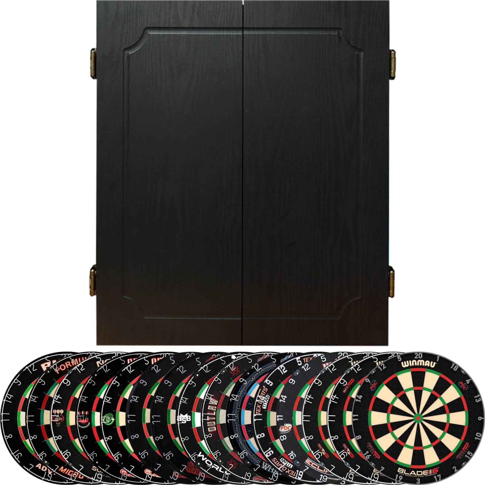 Quantum Dartboard Cabinet & Dartboard Set - Professional Steel Tip Dartboard Bundle with Cabinet, Scoreboard & Accessories - Perfect for Home Game Rooms, Bars & Man Caves