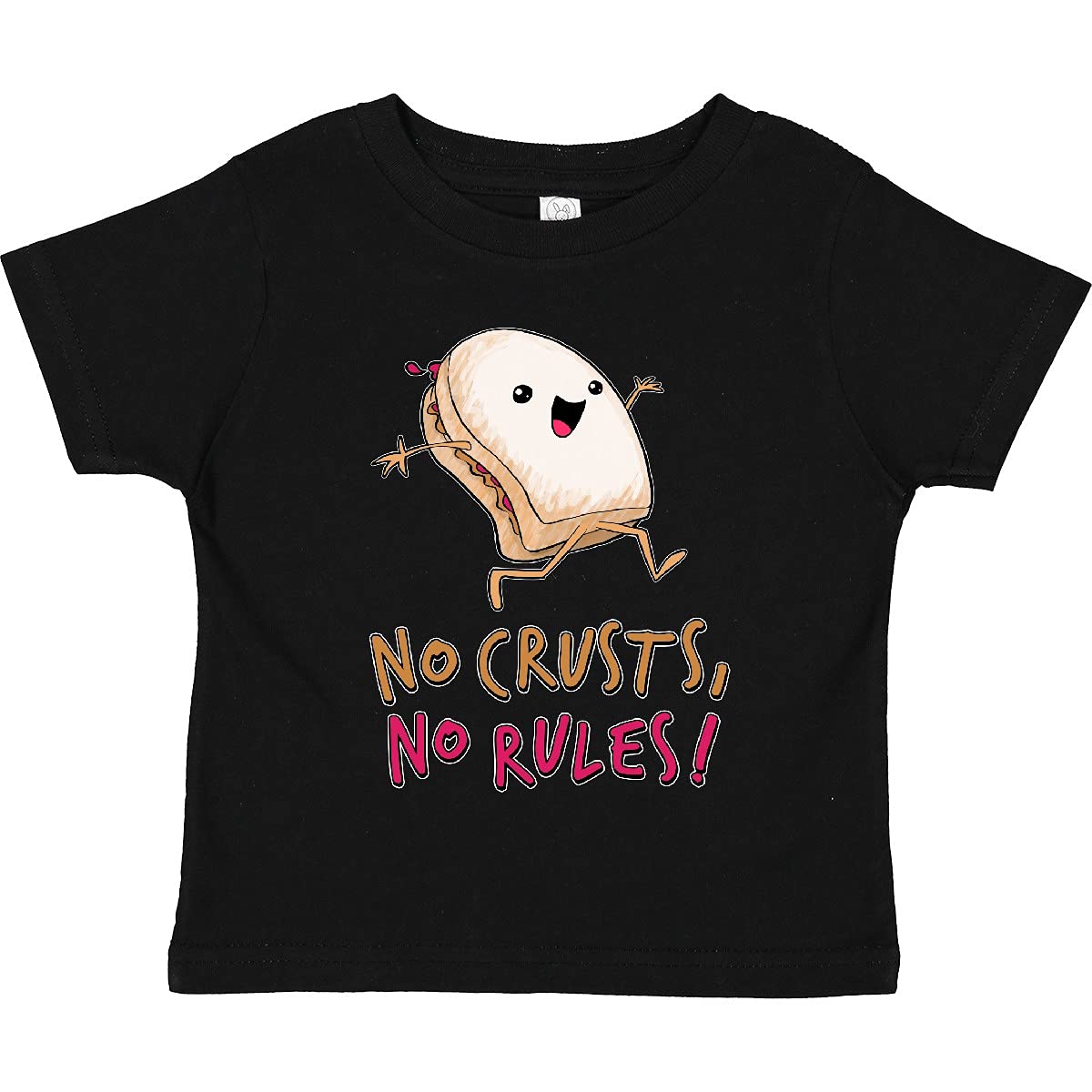 Inktastic Funny PB&J Sandwich Toddler T-Shirt - No Crusts No Rules Design - Cute Loose Fit Tee for Playdates & Preschool