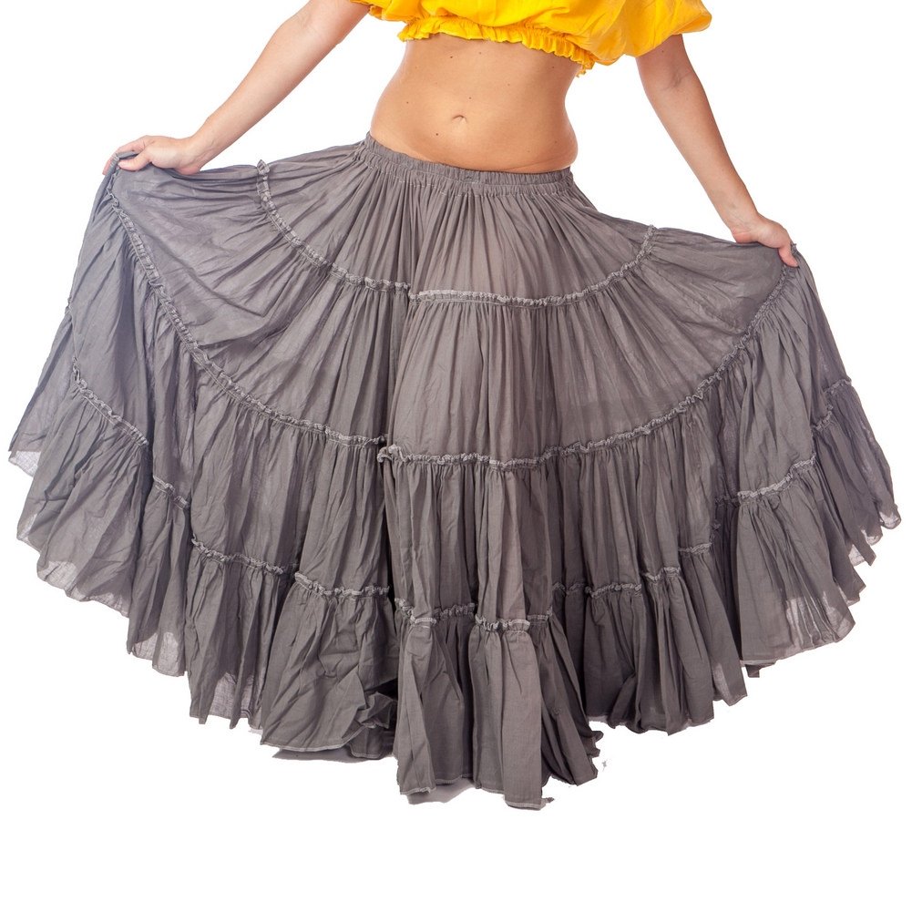 25 Yard Tribal Cotton Belly Dance Skirt with Fiery Frills - Perfect for Performances, Costume Parties & Dance Practice