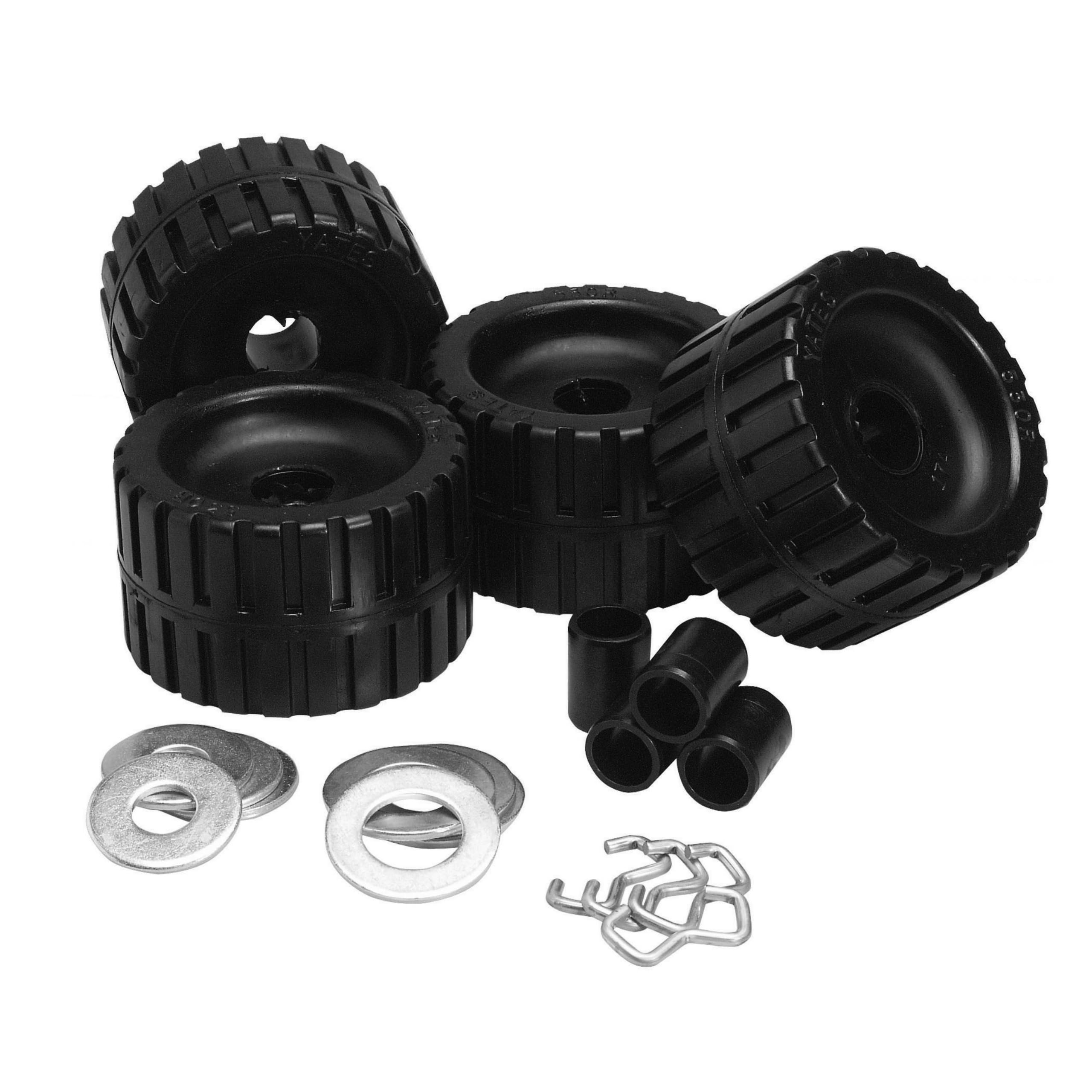 CE Smith Ribbed Roller Kit - Heavy Duty Boat & Trailer Rollers for Smooth Loading/Unloading - Durable Black Marine Hardware for Boat Ramps & Dock Use