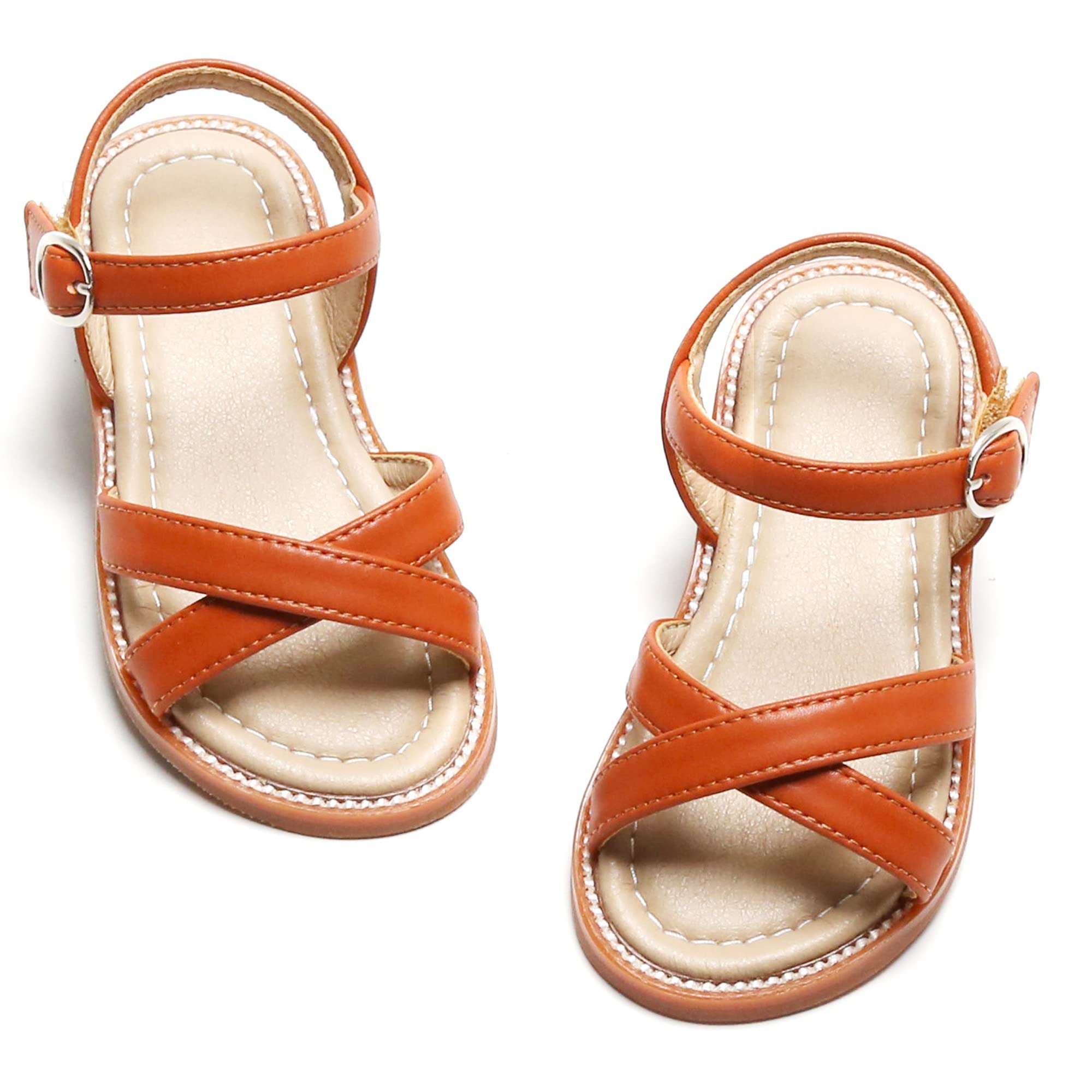 Felix & Flora Toddler Girls Sandals - Soft Rubber Flats for Summer | Comfortable Baby Flower Girl Shoes for Outdoor Play, Beach & Special Occasions
