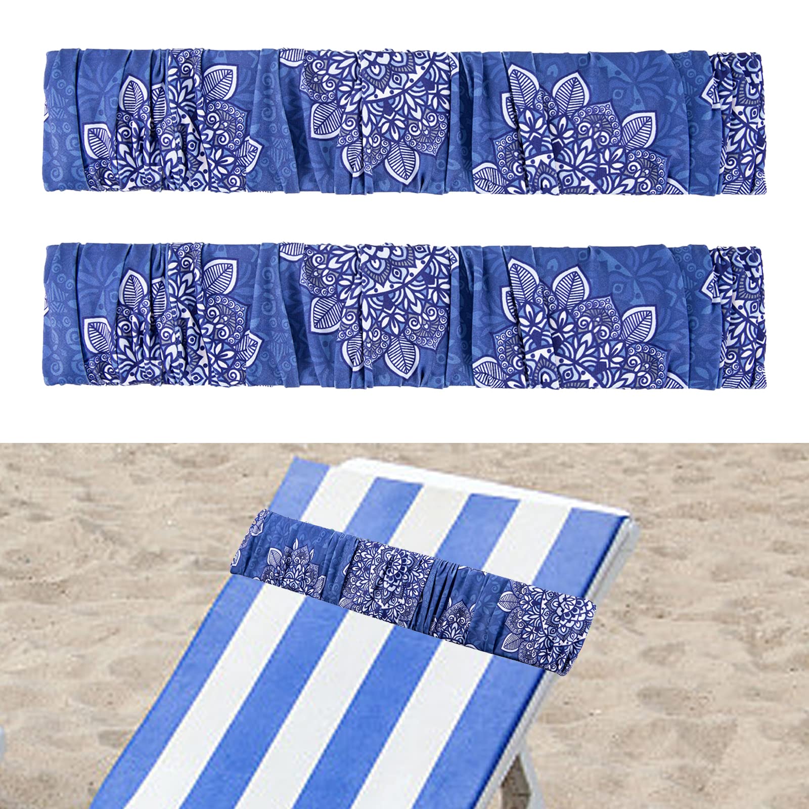 2Pcs Elastic Towel Bands for Beach Chairs - Adjustable Beach Towel Holder Clips for Pool, Cruise & Outdoor Chairs - Secure Towel Straps for Sunbathing, Lounging & Travel (Blue)