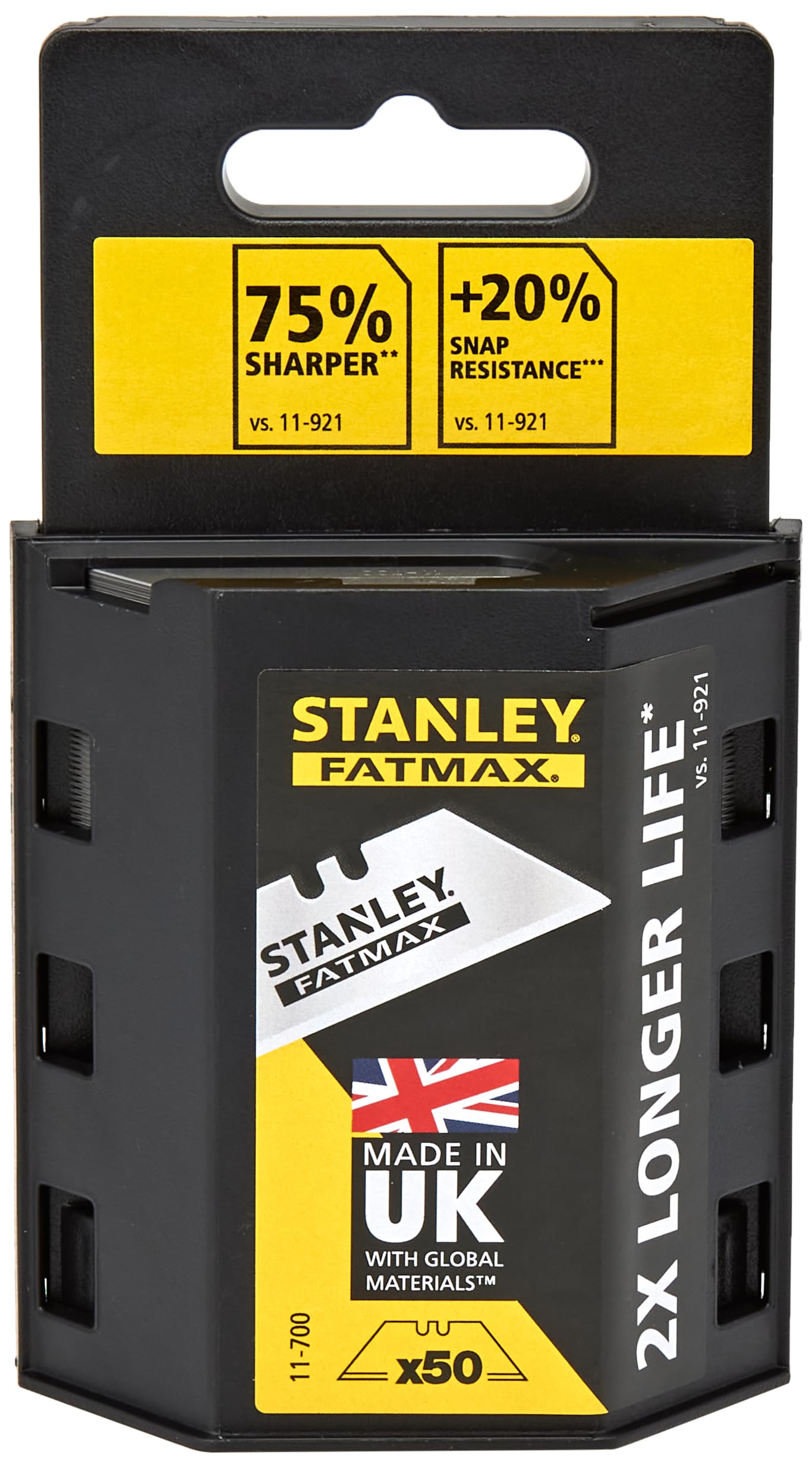 Stanley 4-11-700 Utility Knife Blades - 50 Pack Silver Replacement Blades for Stanley Knives | Perfect for Construction, Crafting & DIY Projects