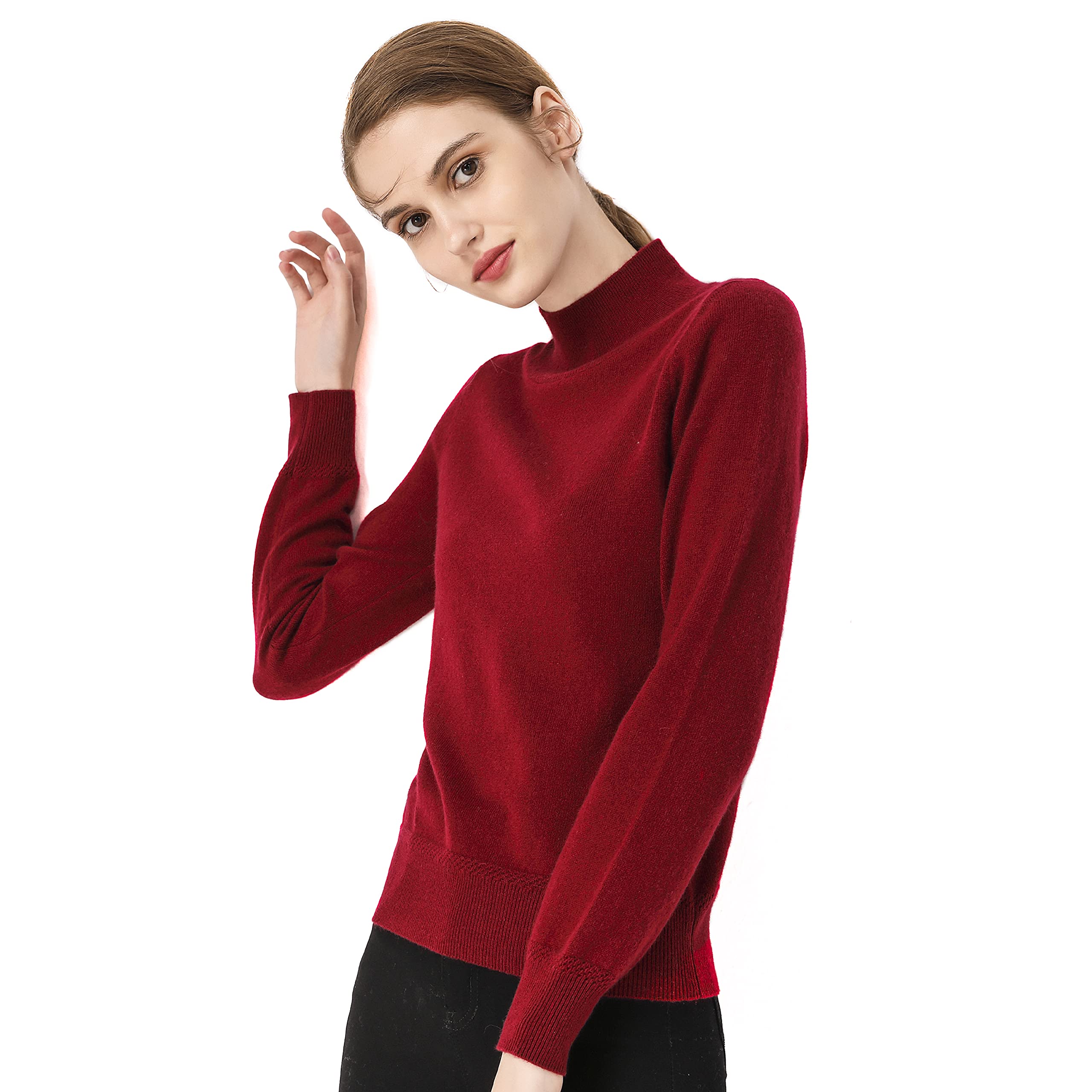 BEYOND FASHION Women's 100% Pure Cashmere Turtleneck Sweater - Soft Winter Pullover for Casual Wear, Office & Holiday Outfits