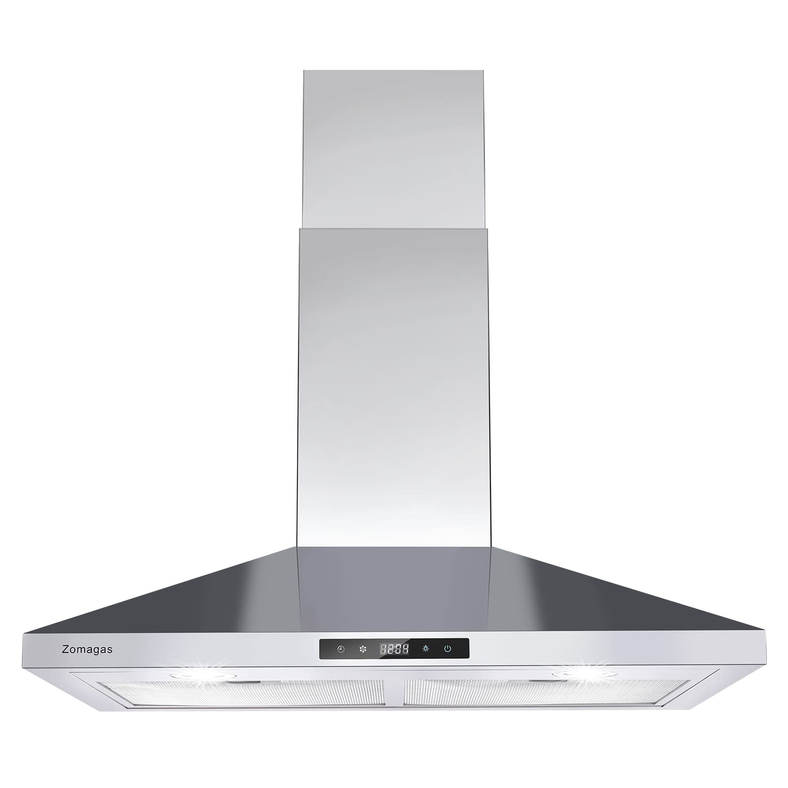 30 Inch Stainless Steel Range Hood - Wall Mount Kitchen Vent Hood with 3 Speed Settings, Touch Control & Energy-Saving LED Lights | Ducted/Ductless Convertible Design with 5-Layer Aluminum Filters | Perfect for Modern Kitchens, Restaurants & Open-Concept Homes