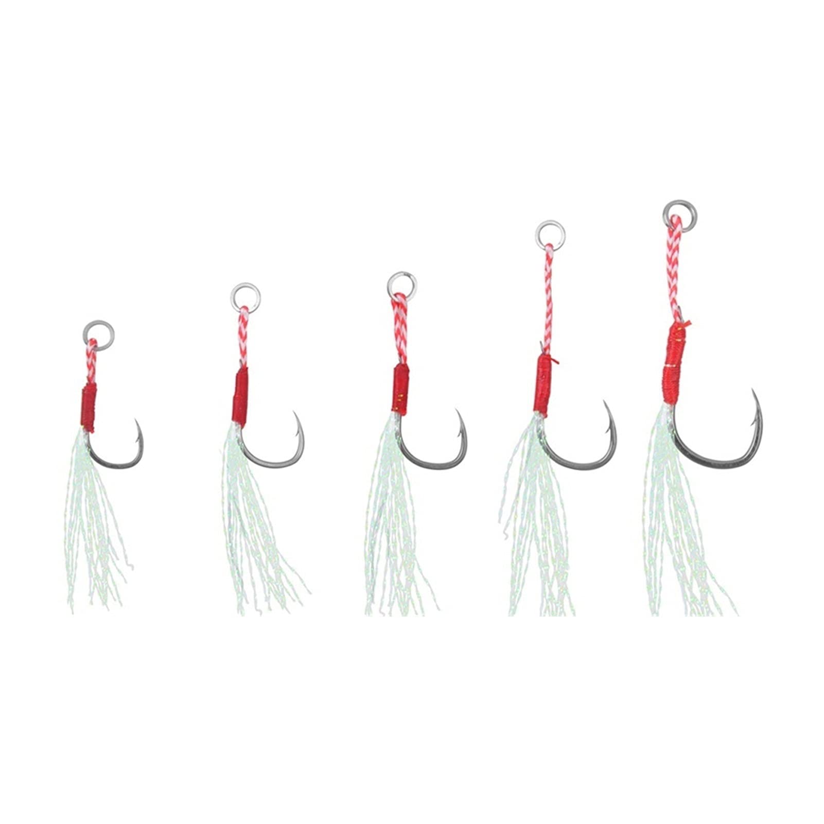 100Pcs Barbed Fishing Hooks with Feathers - Slow Jigging Lure Bass Fishing Hooks for Saltwater & Freshwater - Ideal for Cast Assist, Tying Up Fishhook, and Sea Fishing
