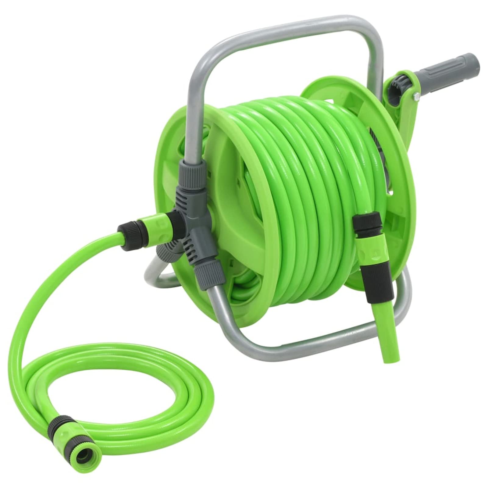 Tidyard 65.6ft Heavy Duty Garden Hose Reel with 6.6ft Inlet - Green Outdoor Water Hose Storage for Lawn Irrigation, Car Washing & Yard Cleaning - Perfect for Backyard, Patio and Driveway Use