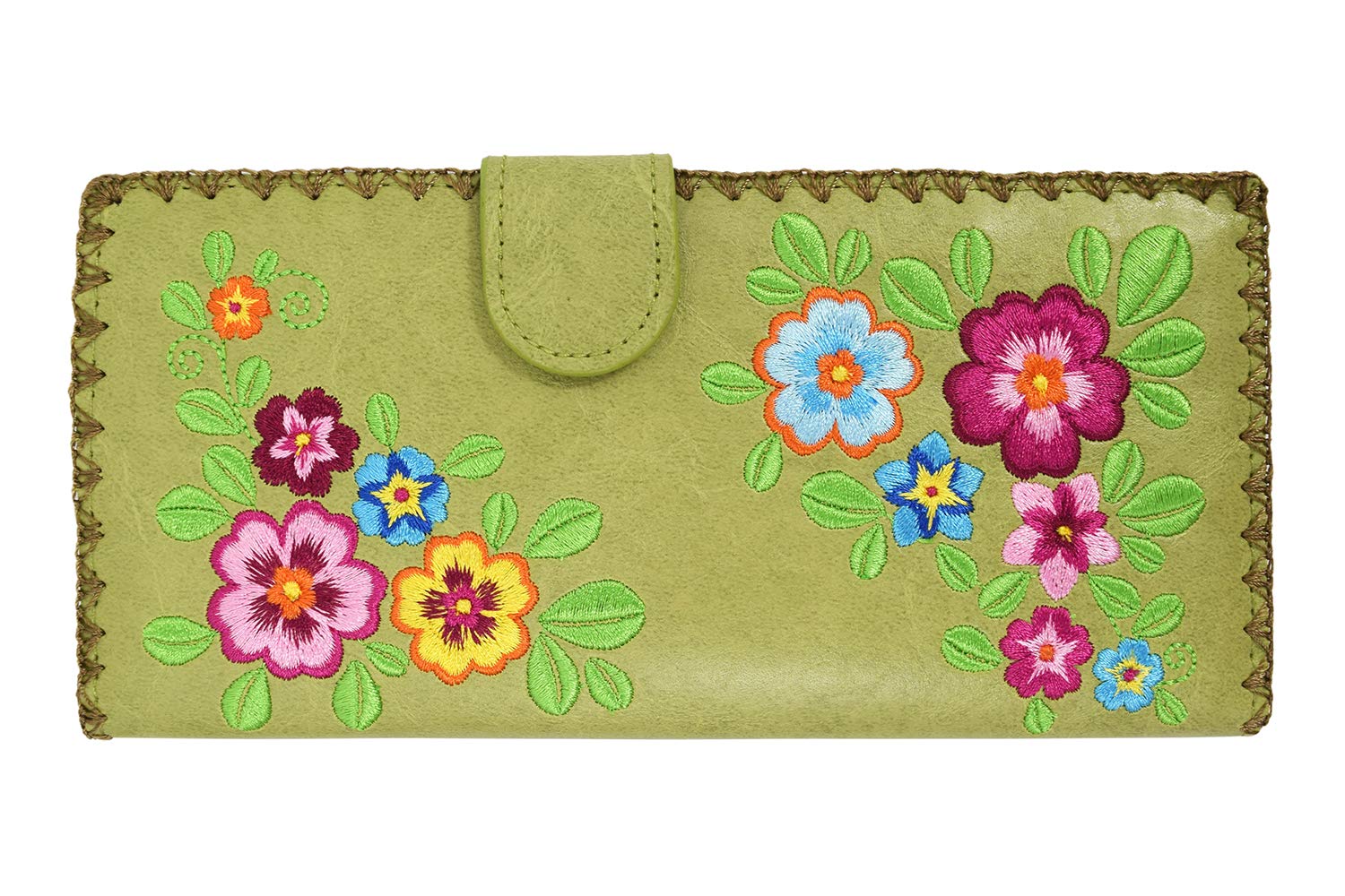 Lavishy Large Floral Embroidered Wallet for Women - Stylish & Spacious Clutch with Colorful Flower Garden Design - Perfect for Travel, Parties & Everyday Use