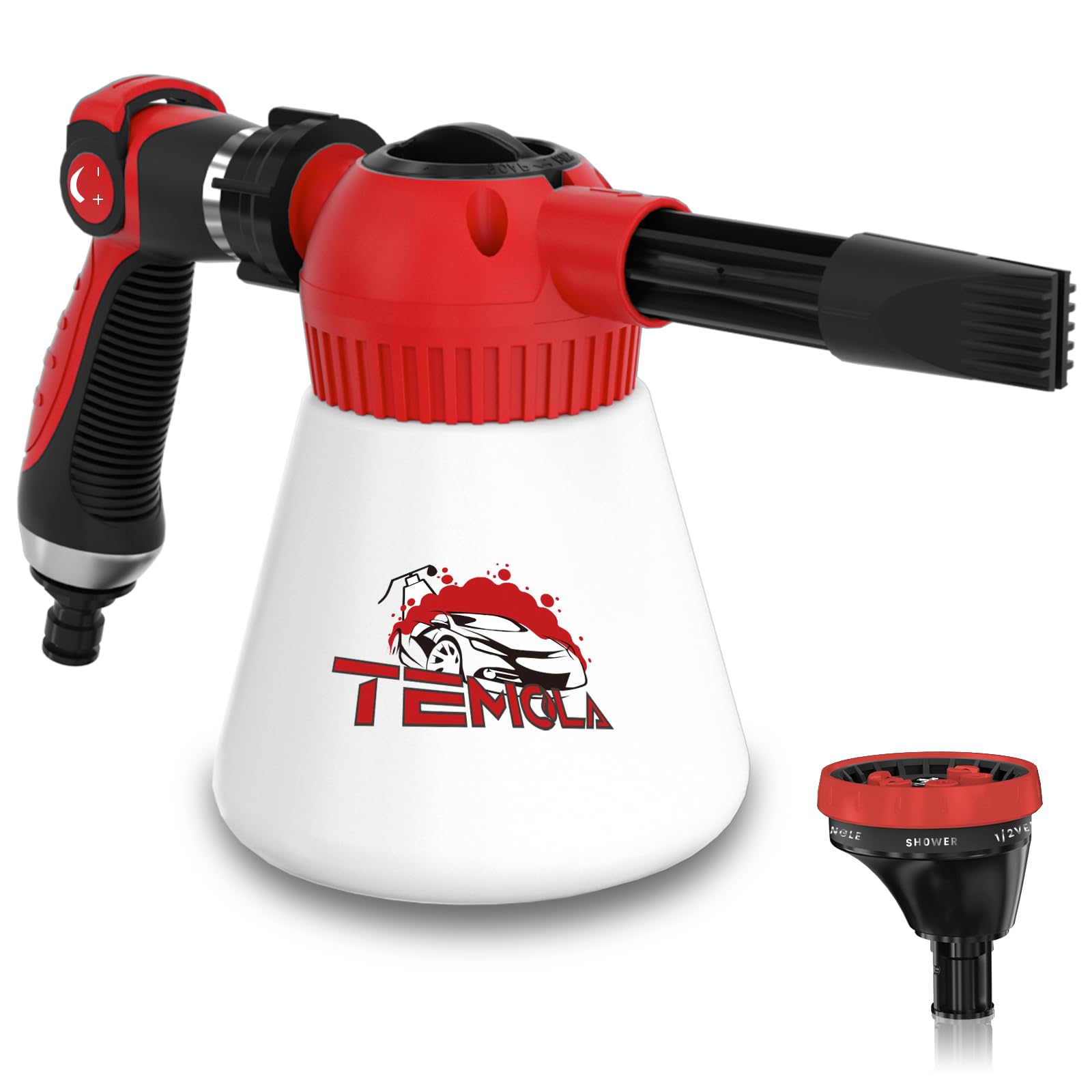 TEMOLA Adjustable Foam Cannon for Car Wash - High Pressure Foam Sprayer with Garden Hose Attachment - Ideal for Cars, Motorcycles & Garden Cleaning (Blue & Red) - Perfect for Home Car Detailing & Outdoor Cleaning