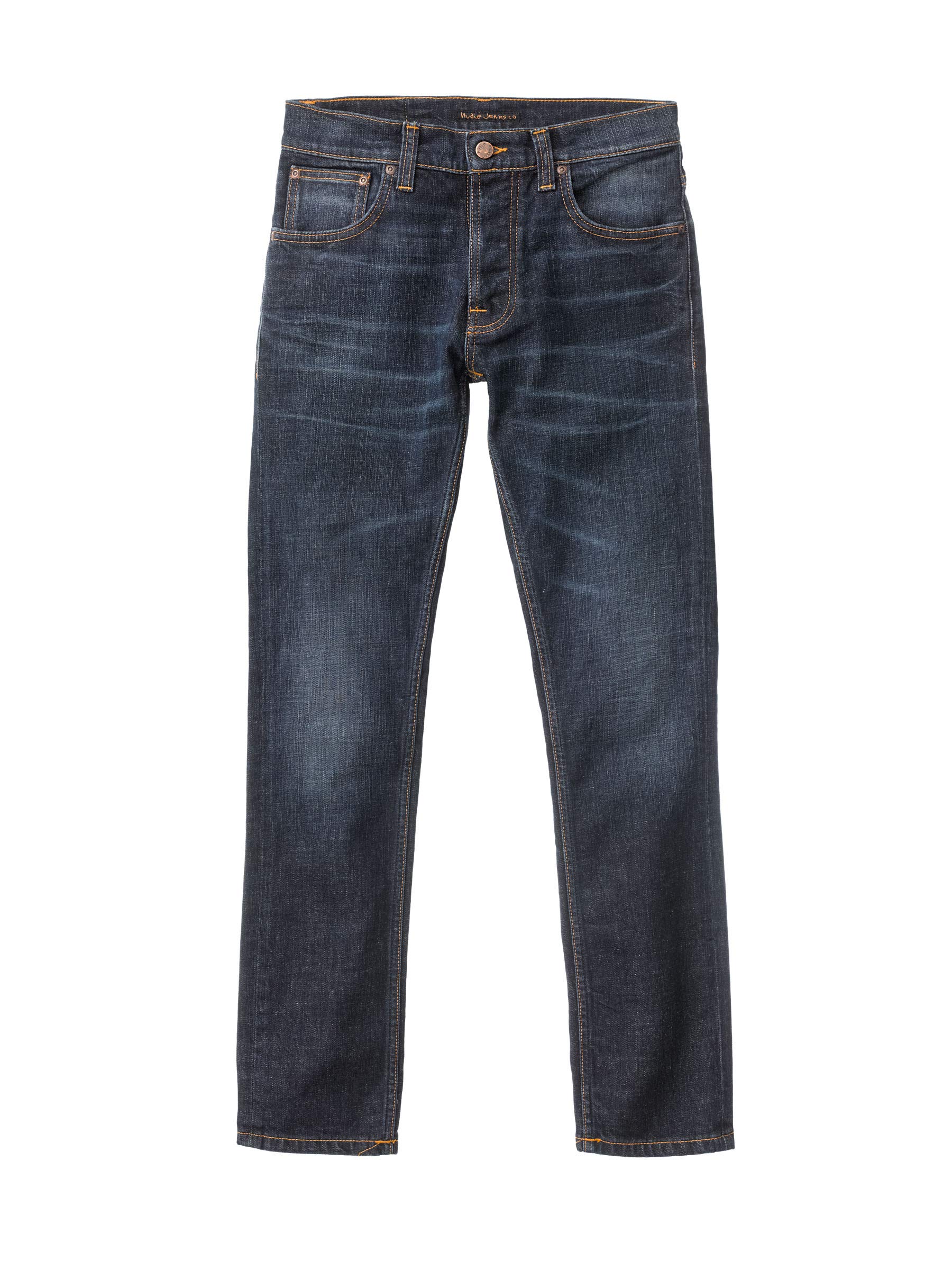 Nudie Jeans Men's Grim Tim Slim Fit Organic Cotton Jeans in Vintage Blue Wash | Comfortable & Sustainable Denim for Casual Wear & Everyday Outfits