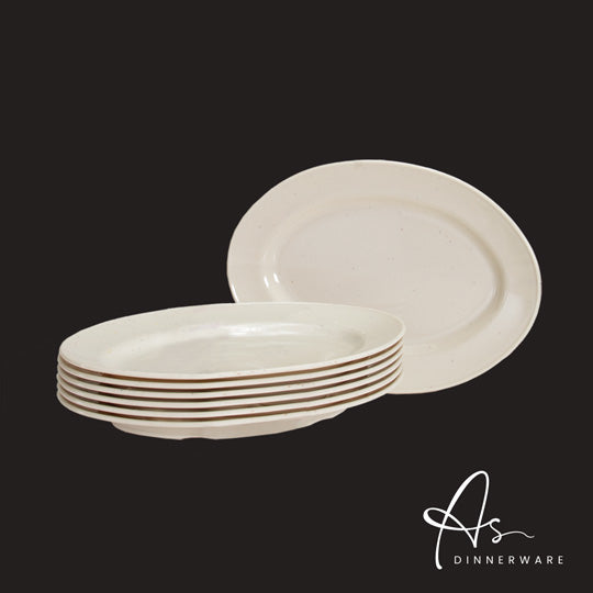 10-Piece Oval Plate Set - Durable Porcelain Dinner Plates (AS1310 6M) - Perfect for Restaurants, Catering & Home Dining