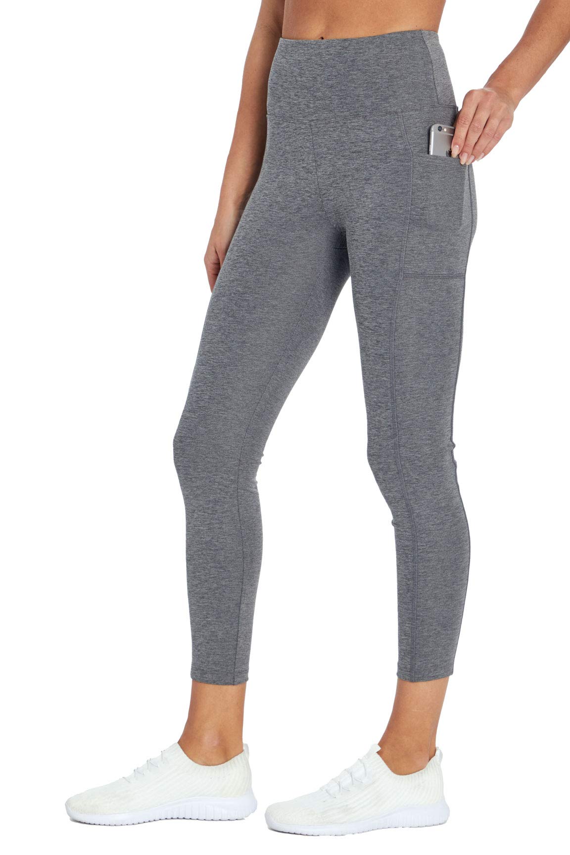 Bally Total Fitness Women's High Rise Side Pocket Ankle Leggings - Workout, Yoga & Running Athletic Pants for Active Lifestyle