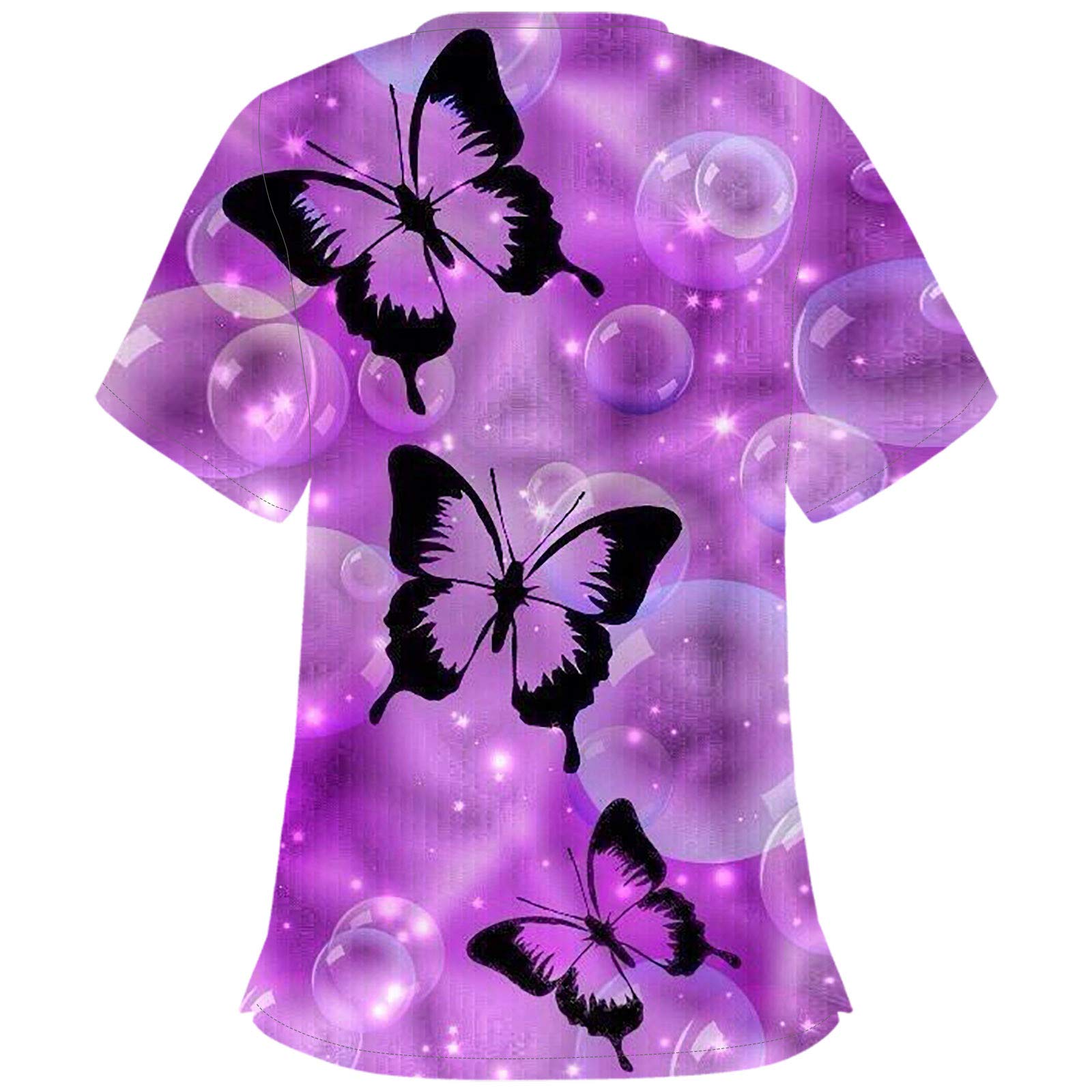 Women's Loose White V-Neck Short Sleeve Blouse with Pockets - Casual Printed Tops for Summer, Work, and Everyday Wear