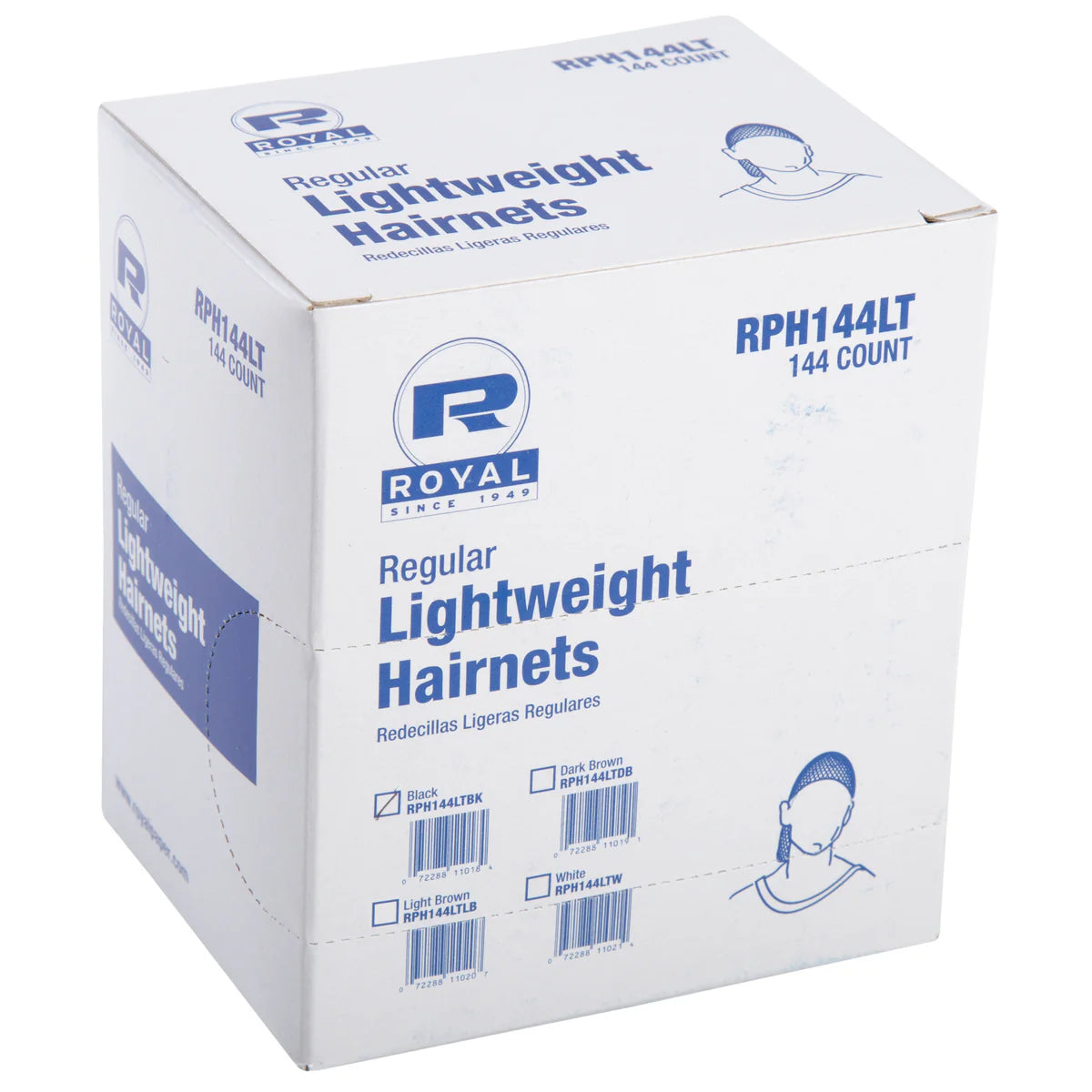 AmerCareRoyal® Lightweight Latex-Free Hair Nets - Black Nylon Hairnets (Pack of 24, 144/Box, 20 Boxes/Carton) - Ideal for Food Service, Healthcare & Salon Use