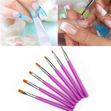 7Pcs Purple Acrylic Nail Art Brush Set - Professional Builder Gel Brush Pen Kit for Nail Extension, Design & Detailing | Perfect for Salon, Home Manicure & DIY Nail Art